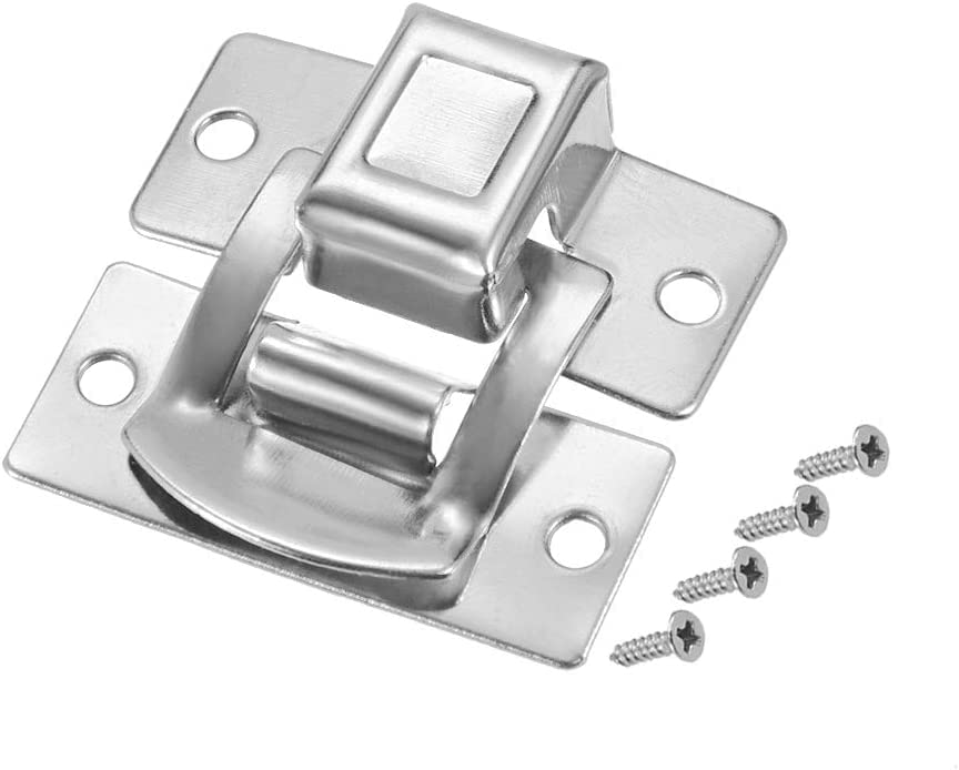 20 Pcs Aduom Latch Hook Hasp - Small Silver Tone Box Lock with Screws for Jewelry Cases, Cabinets & Storage Boxes | Secure Hardware for DIY Projects & Home Organization