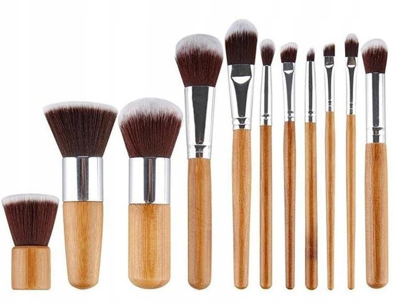 Beauté Secrets 11-Piece Kabuki Makeup Brush Set - Professional Foundation, Blush & Eyeshadow Brushes - Soft Synthetic Bristles Cosmetic Brush Kit (Brown) - Perfect for Makeup Artists & Beauty Enthusiasts