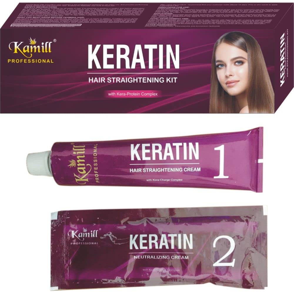 Kamill Professional Keratin Hair Straightening Kit with Straightening Cream & Neutralizing Cream - 5.8oz for Smooth, Frizz-Free Hair - At-Home Salon Treatment for Women & Men