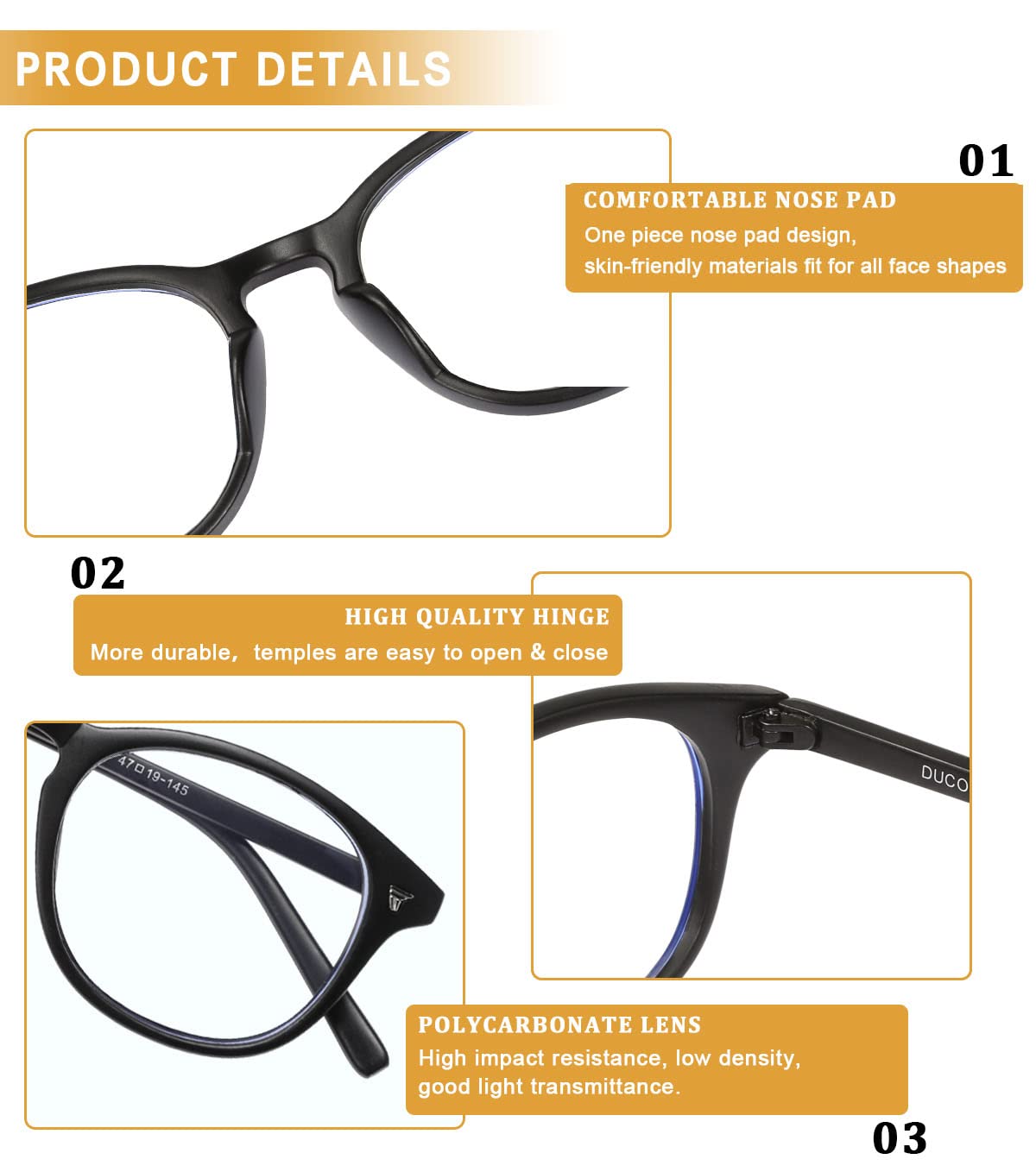 Blue Light Blocking Glasses for Computer & Reading - UV Protection Anti Eye Strain Glasses (DC5206) - Perfect for Office Work, Gaming & Screen Time