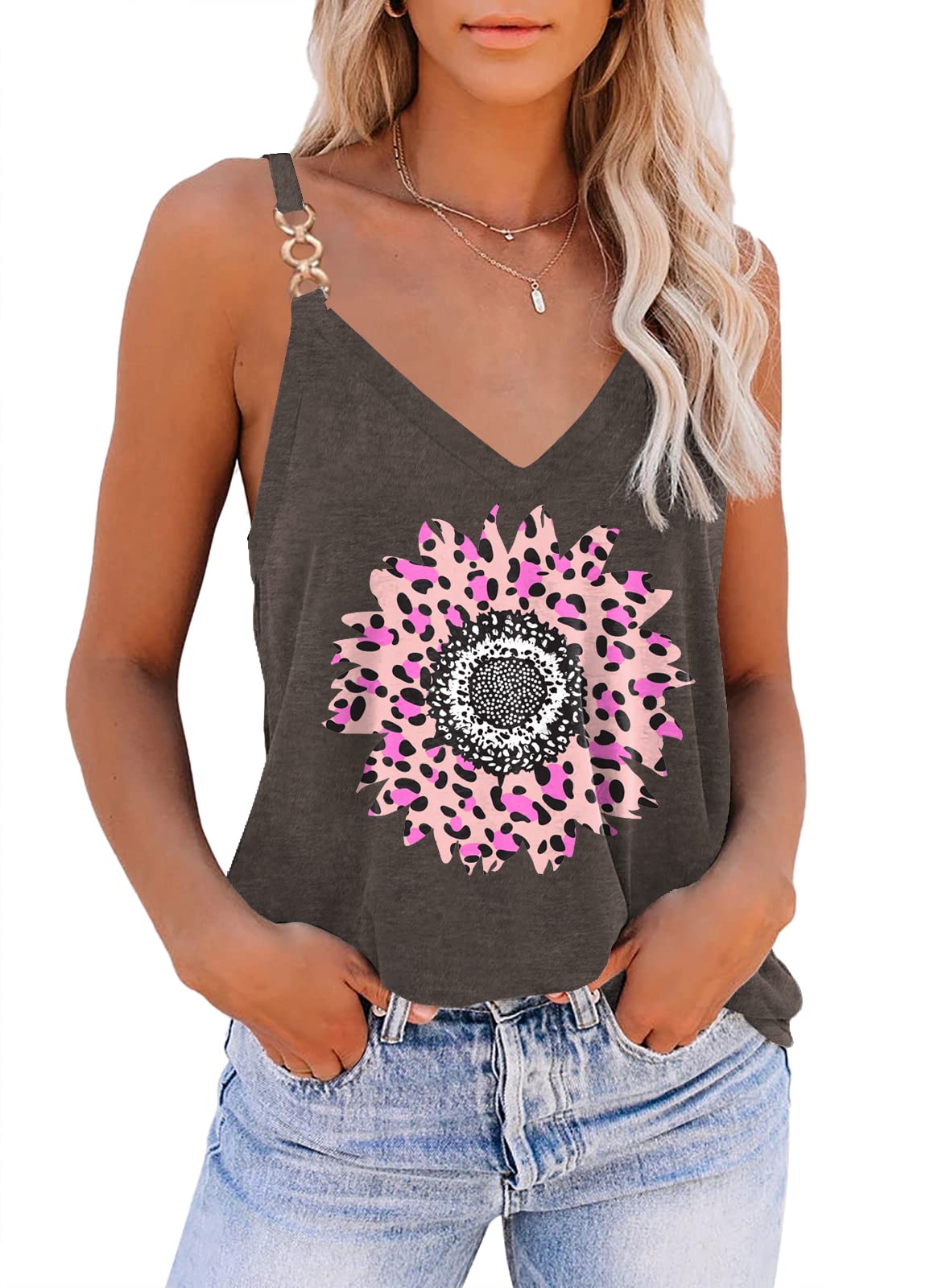 Trendy Floral Printed V-Neck Tank Top for Women - Summer Casual Tops, Perfect for Beach Outings, Picnics & Everyday Wear