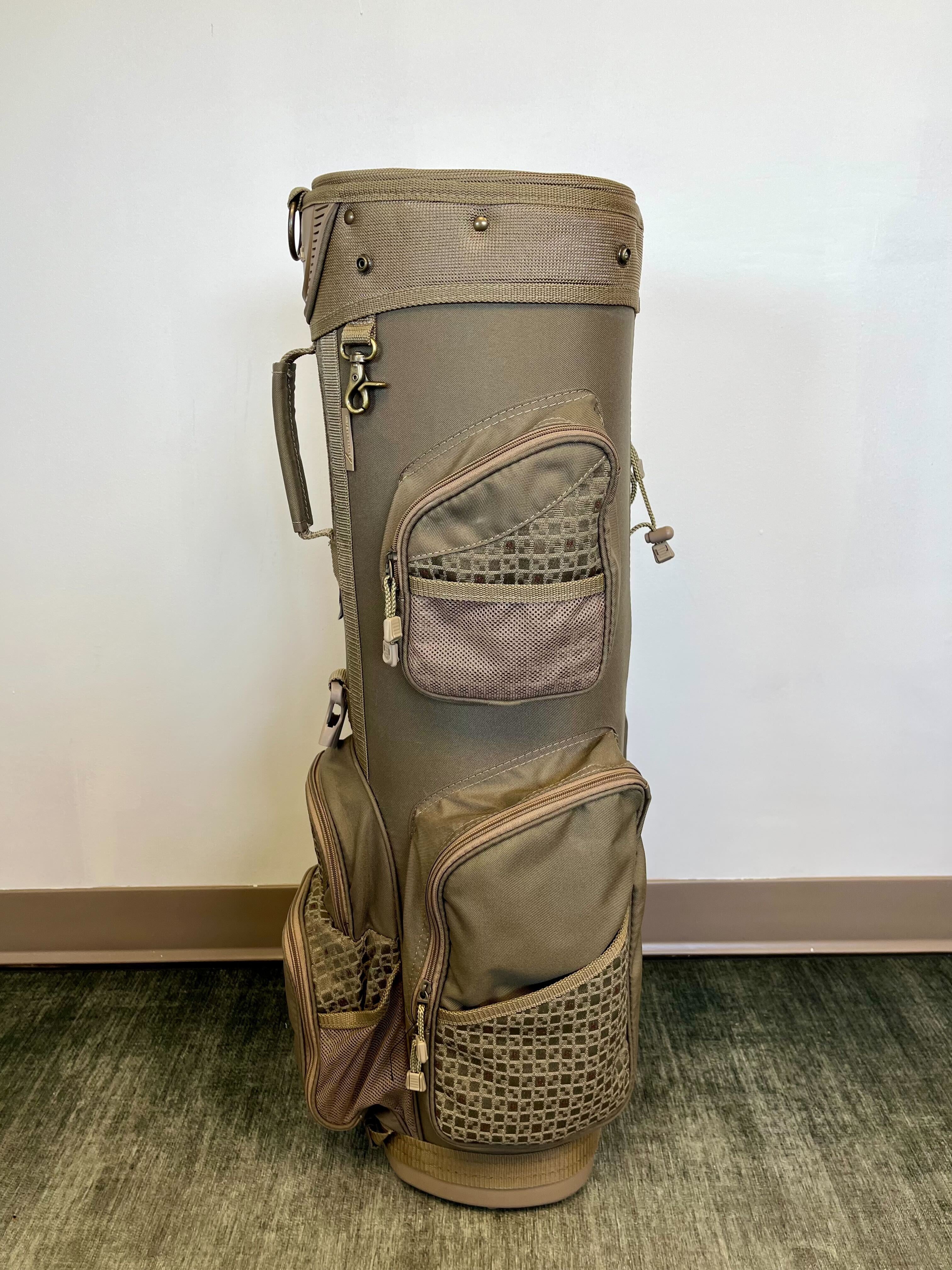 Datrek Pale Olive Golf Cart Bag with 4 Dividers & 6 Pockets - Lightweight Stand Bag with Adjustable Strap & Waterproof Rain Cover - Perfect for Golfers, Tournaments & Outdoor Sports