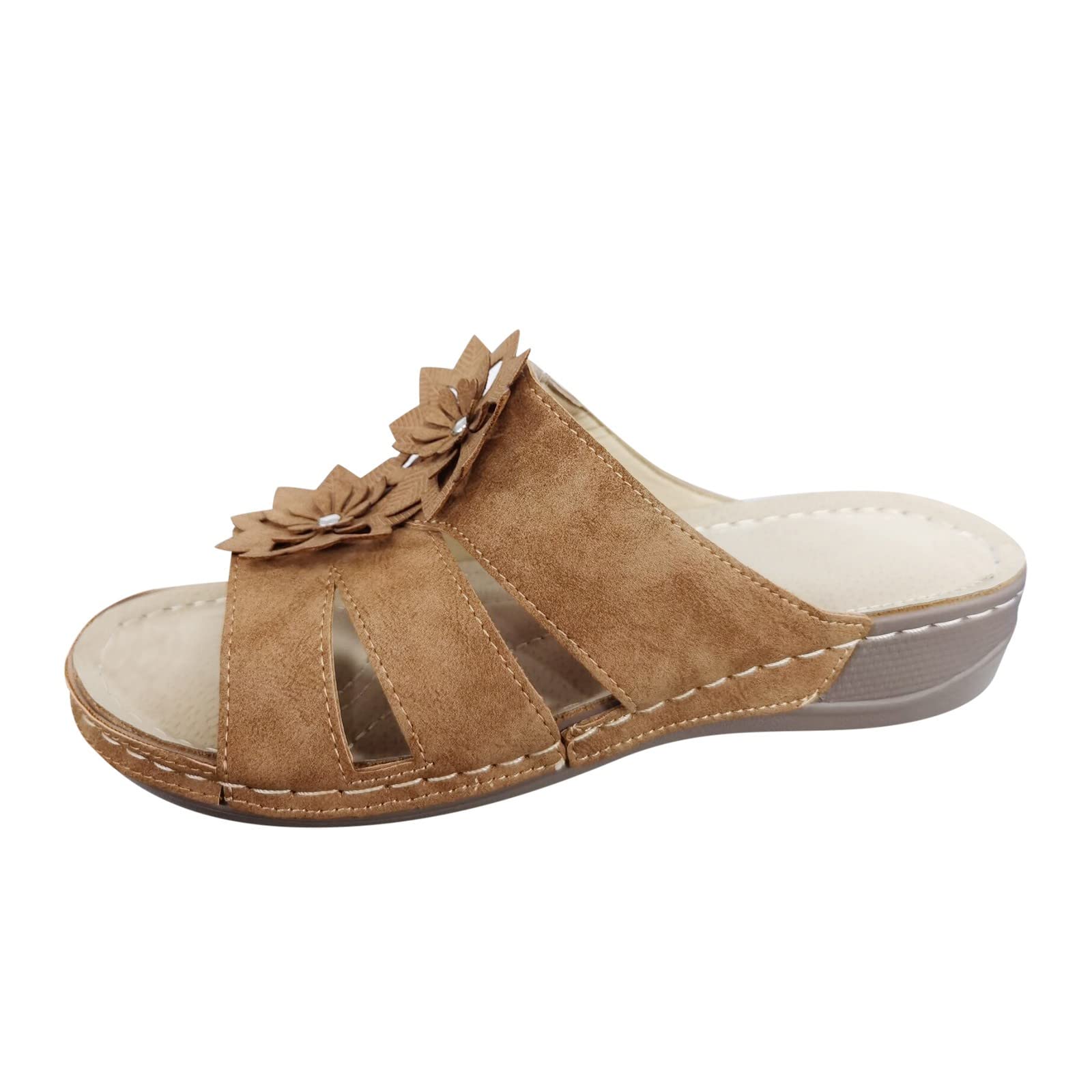 Women's Cute Flat Sandals - Breathable Thick Sole Wedge Sandals for Casual Wear, Beach, Walking & Summer Outfits
