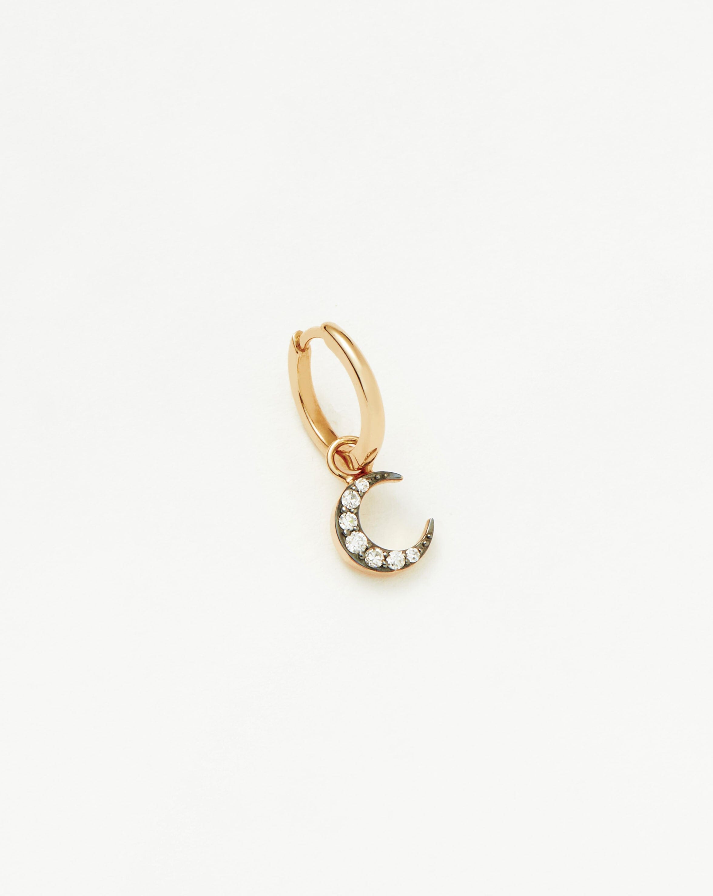 14K Solid Gold Diamond Single Moon Charm Hoop Earrings for Women – Elegant Dainty Jewelry for Everyday Wear, Gifts & Special Occasions