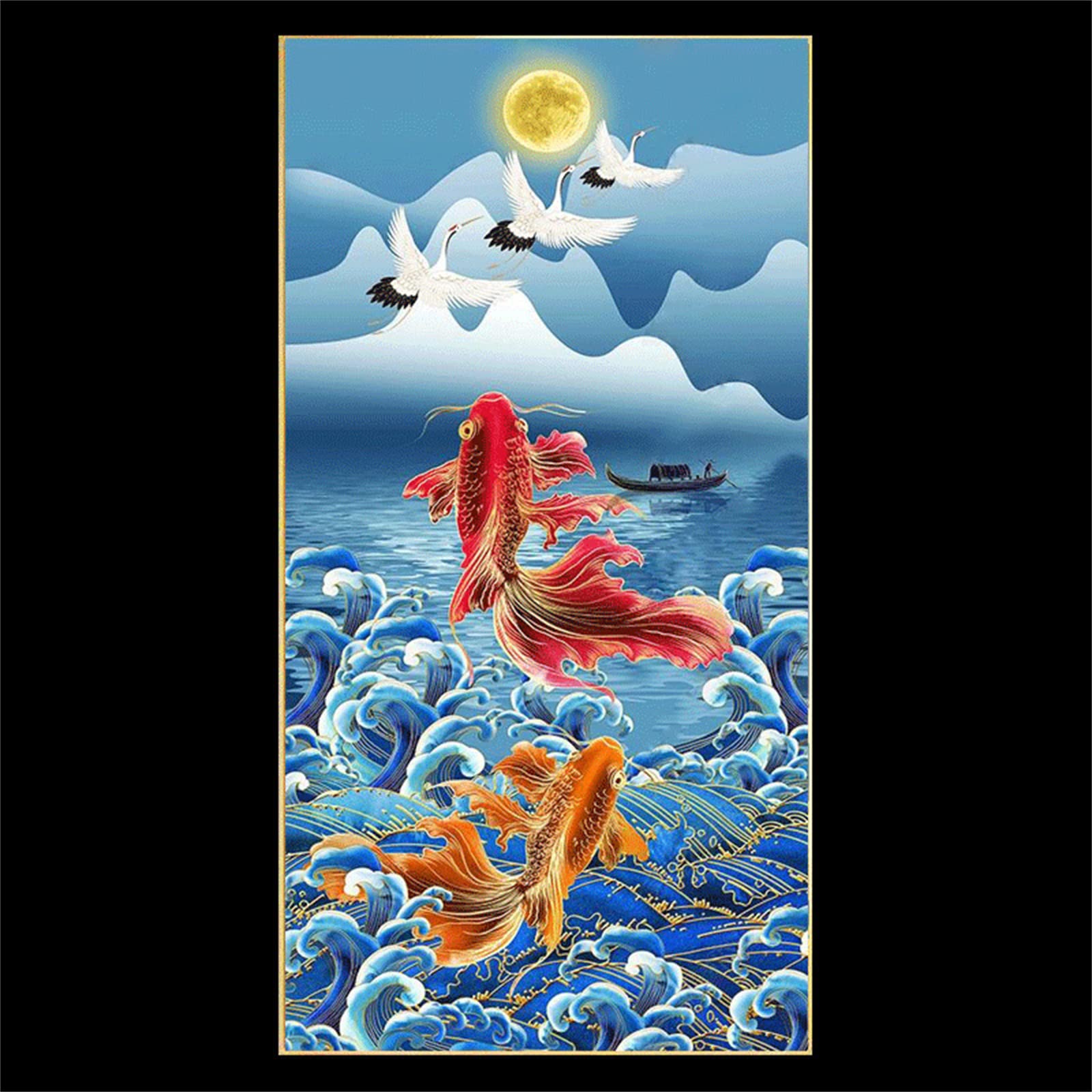 5D Diamond Painting Kits for Adults - Lucky Koi Square Full Drill DIY Paint by Numbers Kit with Tools | Home Wall Decor 20x60 inch (50x150cm) | Perfect for Relaxation, Gifts & Living Room Art
