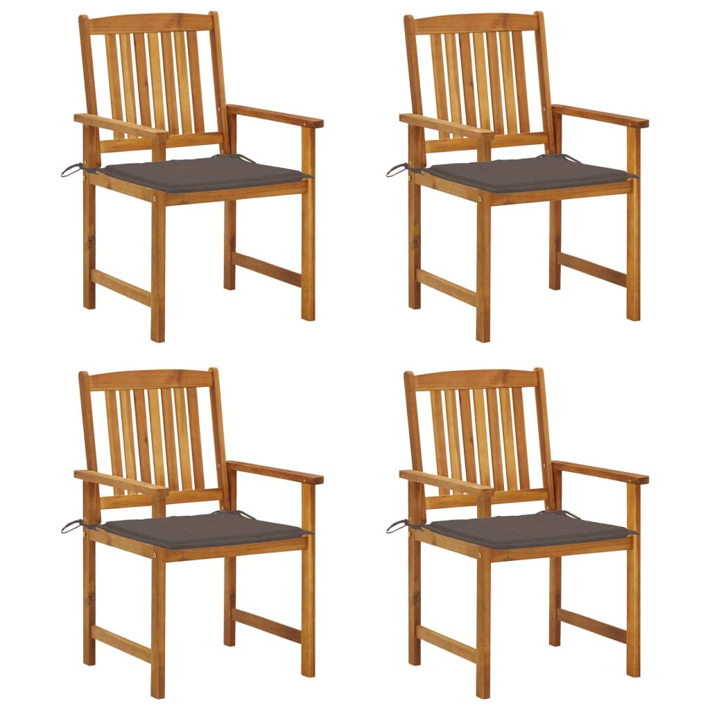 4-Piece Acacia Wood Outdoor Patio Dining Chairs with Cushions - Weather-Resistant Bistro Cafe Side Chairs for Garden, Backyard, Restaurant & Balcony Furniture Set
