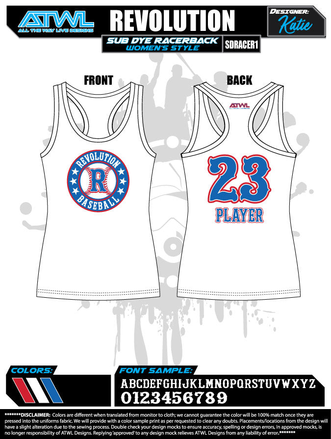 Revolution Sublimation Dye Racerback Tank Top for Women - Athletic Workout & Yoga Apparel - Perfect for Gym, Running, and Sports Activities