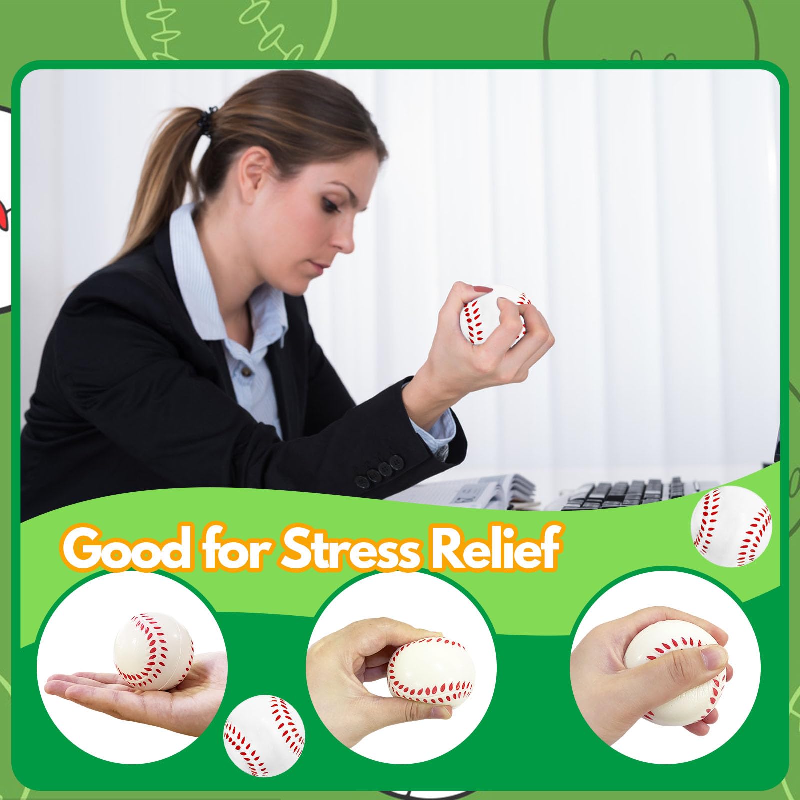 30 Pack Baseball Stress Balls - 2.5 Inch Soft Foam Baseballs for Kids, Sports Party Favors, School Carnival Prizes & Stress Relief Toys - Perfect for Classroom Rewards, Team Sports Events & Office Desk Relaxation