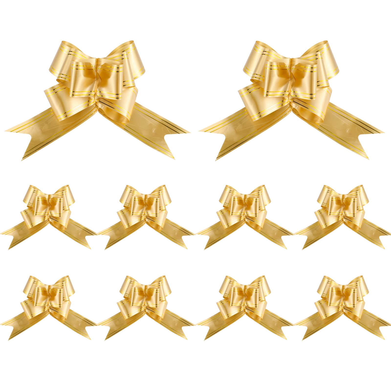 30 Pieces Gold Pull Bows for Gift Wrapping - 5.5 Inch Diameter Decorative Bows with Ribbon for Wedding, Birthday, Christmas Presents - Perfect for Gift Baskets, Party Decorations and Holiday Packaging