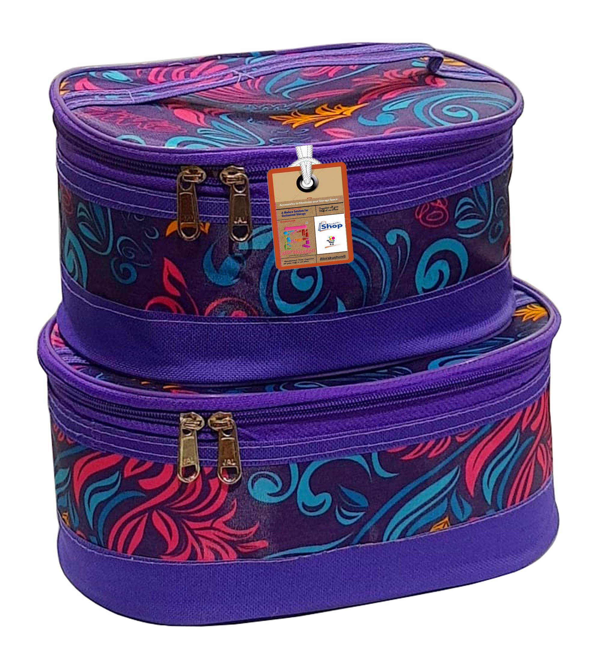 Atorakushon® Makeup Storage Box & Travel Toiletry Bag - Cosmetic Organizer for Women with Jewelry Pouch - Portable Vanity Case for Home, Travel & Daily Use (Multicolor)