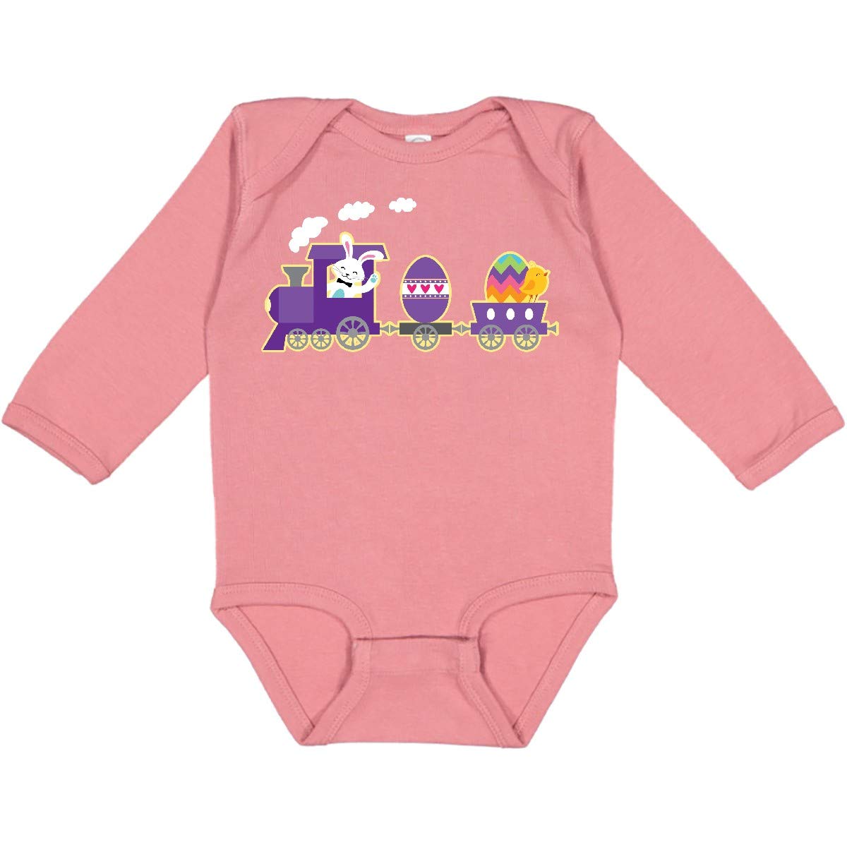 Inktastic Easter Bunny Rabbit Egg Train Long Sleeve Baby Bodysuit - Adorable Easter Outfit for Infants & Newborns, Perfect for Easter Photos, Family Gatherings & Spring Celebrations