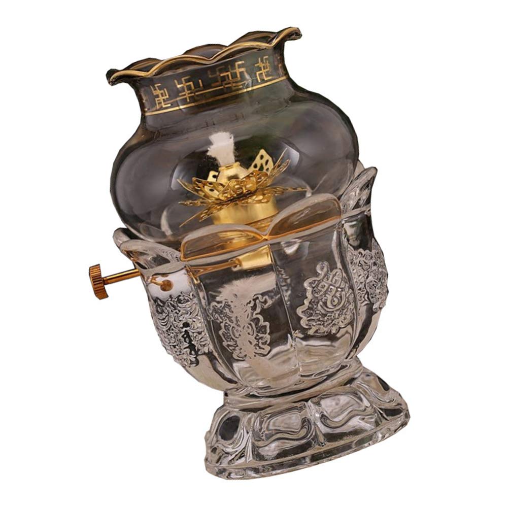 DOITOOL Windproof Oil Lamp - Classic Buddha Hall Butter Lamp for Temple & Home Decor - Perfect for Meditation, Altar Lighting, and Spiritual Atmosphere Enhancement