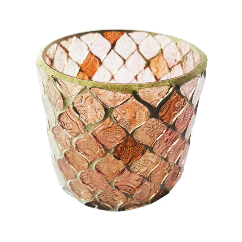 Eco-Friendly Recycled Glass Mosaic Tealight Holders & Votive Candle Holders - Perfect for Home Decor, Wedding Centerpieces, and Spa Relaxation