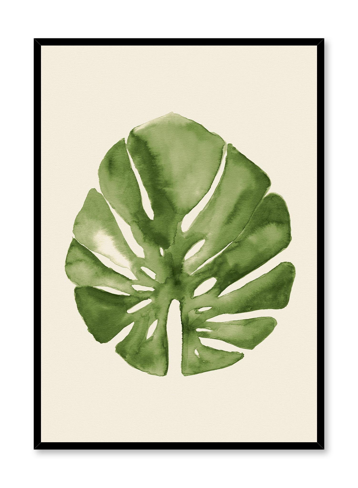 Monstera Leaf Ink Art Print Poster - Tropical Plant Decor for Home, Office & Living Room Wall Art