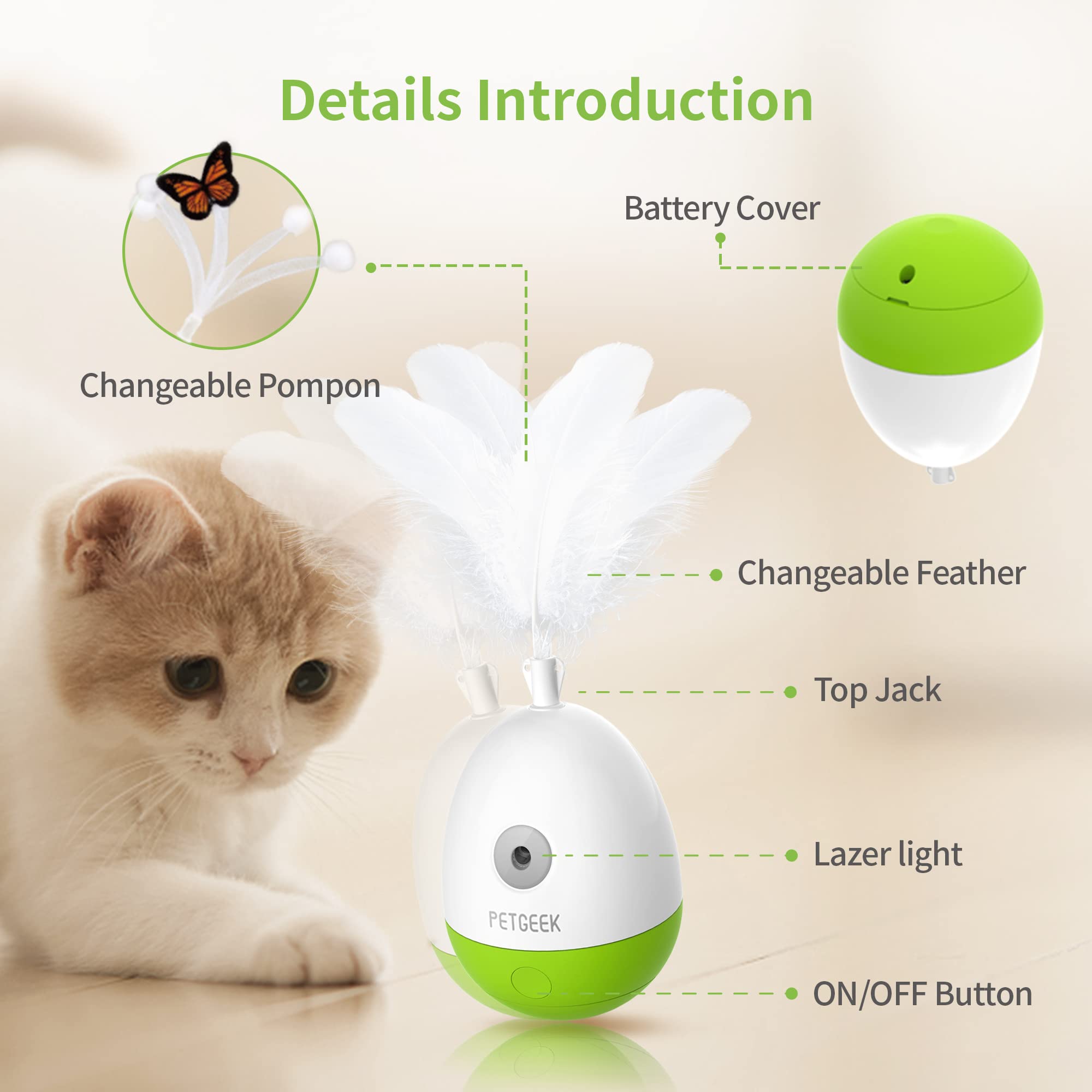PETGEEK Interactive Dog Treat Dispenser & Cat Feather Toy - Training Reward System for Dogs & Playful Exercise Toy for Cats - Perfect for Obedience Training & Indoor Cat Entertainment