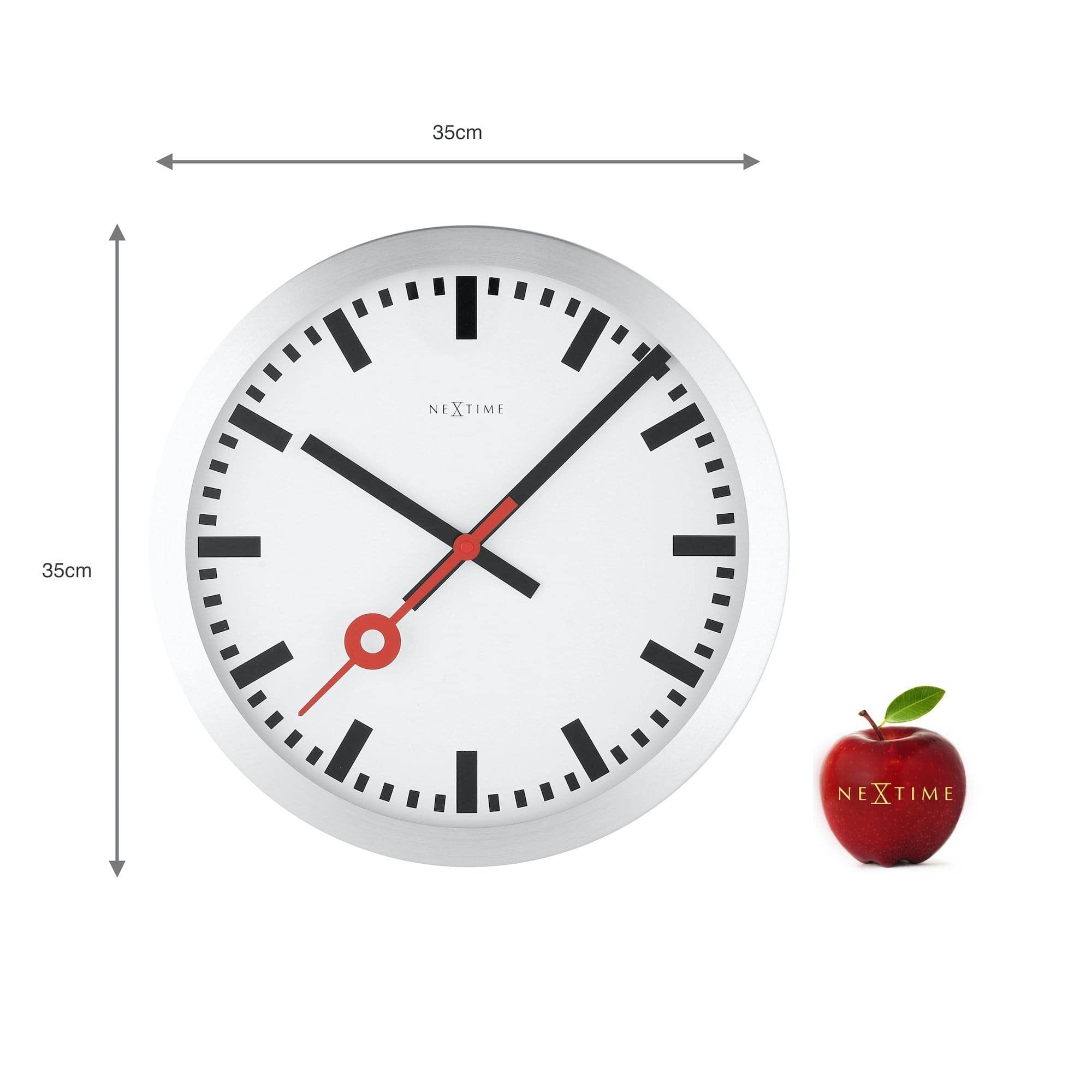 Nextime Unek Goods Station Wall Clock - Round White Face Battery Operated Wall Clock for Home, Office & Classroom Decor