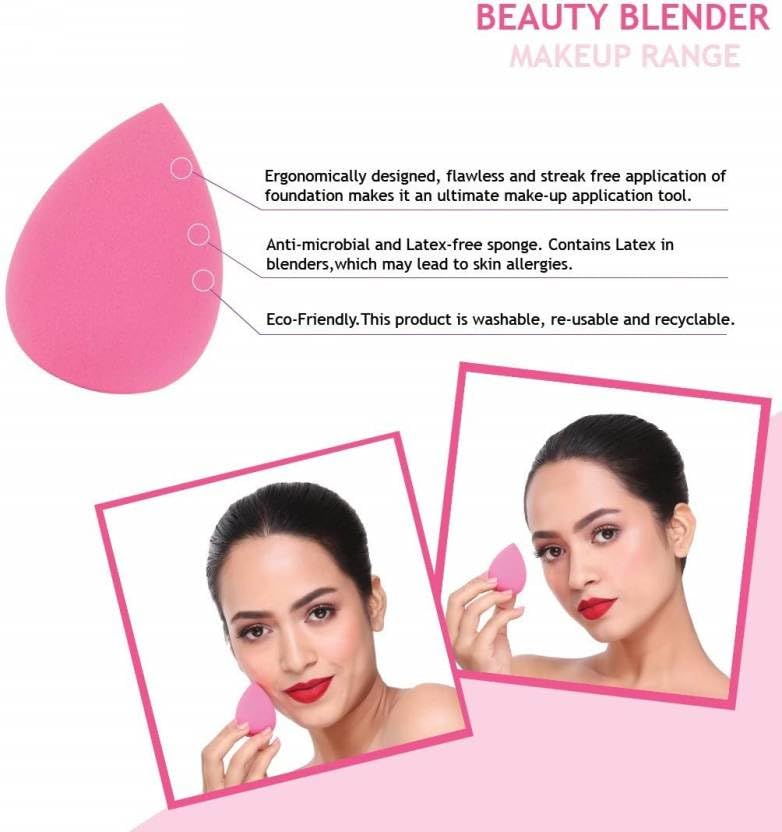 Professional Makeup Sponge Blender - 2 Pack Pink Beauty Sponge for Flawless Face Makeup