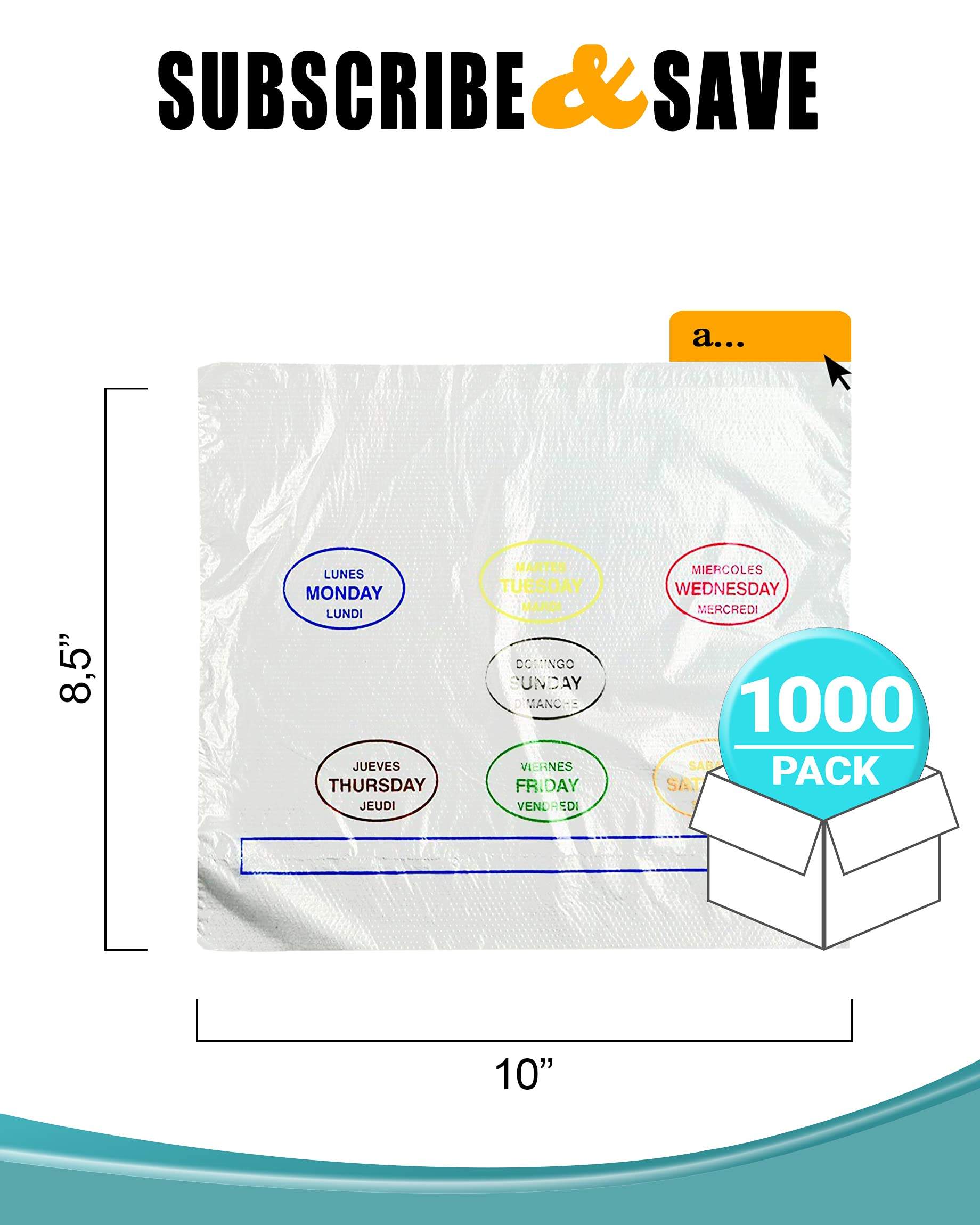 APQ 1000 Pack Portion Control Bags 10x8.5 Inch - Ultra Thin 0.50 Mil Saddle Pack Bags | Food Storage & Packing Bags | Lip & Flip Design Polyethylene Bags for Restaurants, Catering & Food Service Industry | Perfect for Meal Prep, Takeout & Bulk Food Storage