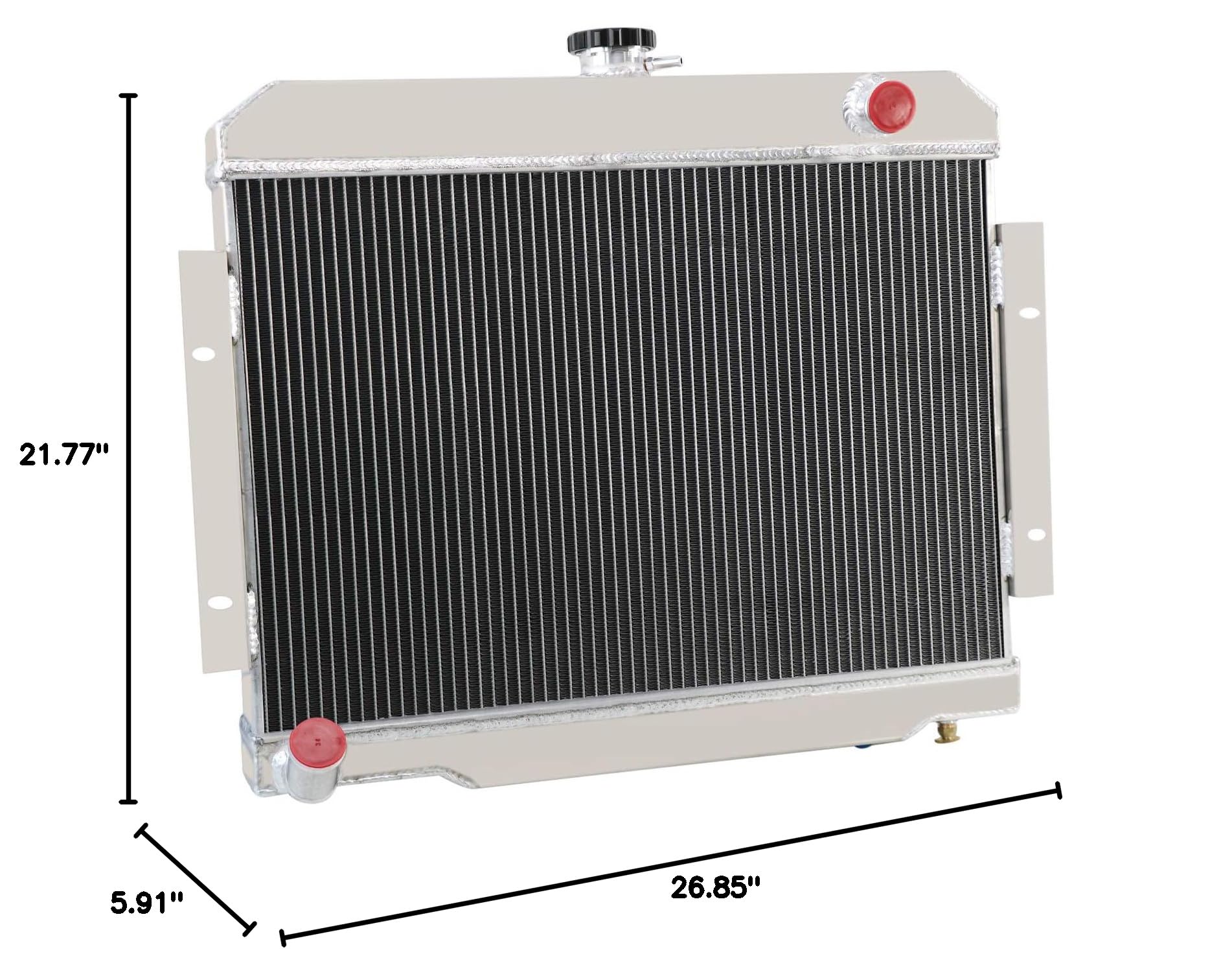 4 Row Aluminum Radiator Shroud with Fan Relay Kit for 1976-1986 Jeep CJ5 CJ6 CJ7 Scrambler 3.8L 4.2L 5.0L AT/MT - Perfect for Off-Roading, Overheating Prevention & Engine Cooling Upgrade