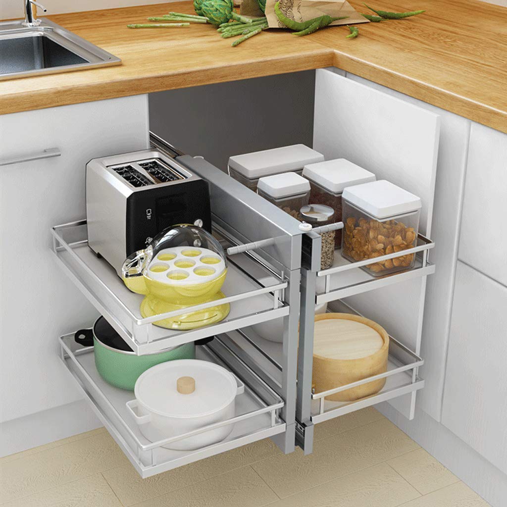 FMOGE Multi-Layer Rotating Cabinet Organizer - Large Capacity Pull-Out Corner Basket for Pots, Pans & Kitchen Storage - Perfect for Pantry, Cabinet & Under Sink Organization