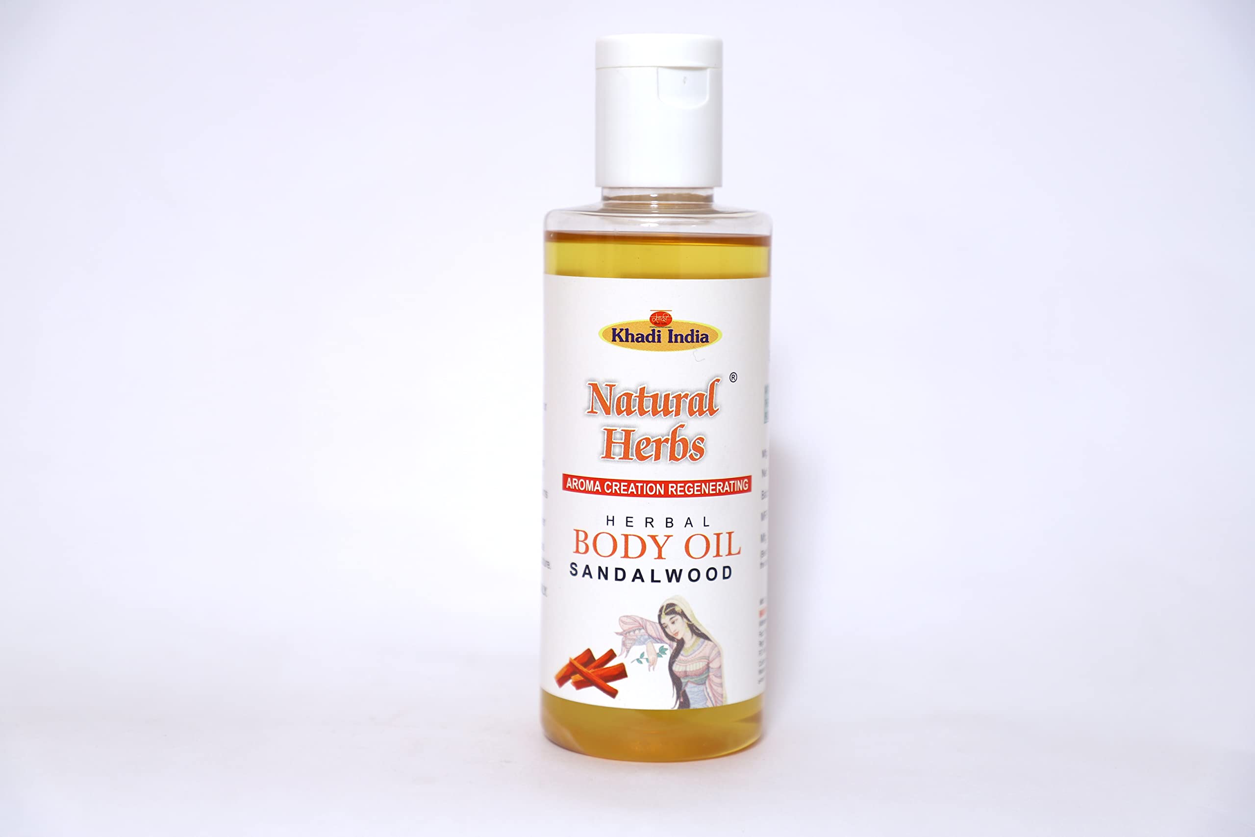 Khadi Natural Herbs Herbal Sandalwood Body Oil - 210ml | Organic Moisturizing & Relaxing Massage Oil for Dry Skin | Perfect for Aromatherapy, Spa & Self-Care Rituals