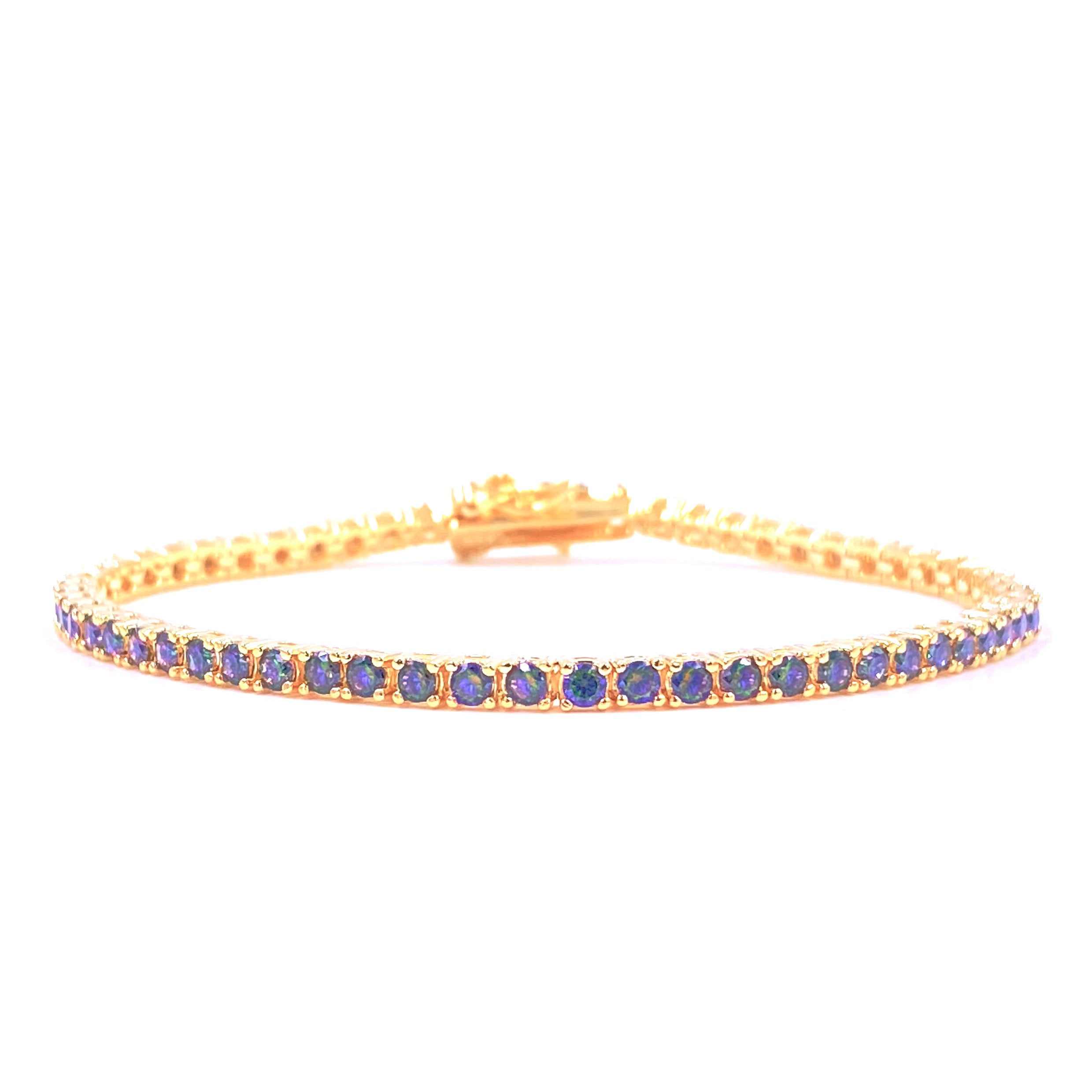 Ashley Gold Sterling Silver Gold Plated 2.50CTW Colored CZ Tennis Bracelet for Women - Elegant Jewelry Gift for Birthday, Anniversary & Special Occasions