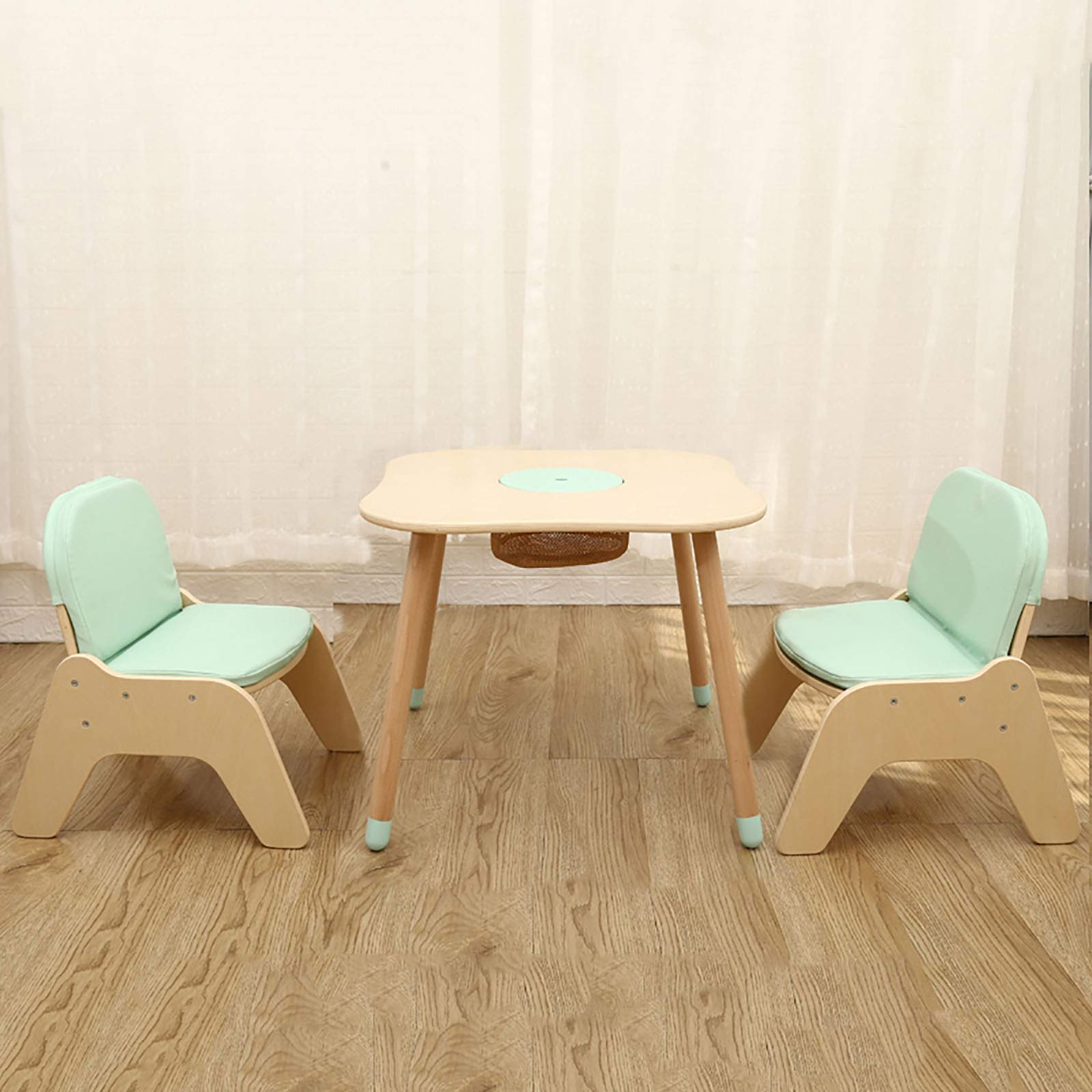 Kids Wooden Study Desk and Chair Set with Storage - Light Pink, Green, Gray, White - Perfect for Playroom, Homeschooling & Learning Activities