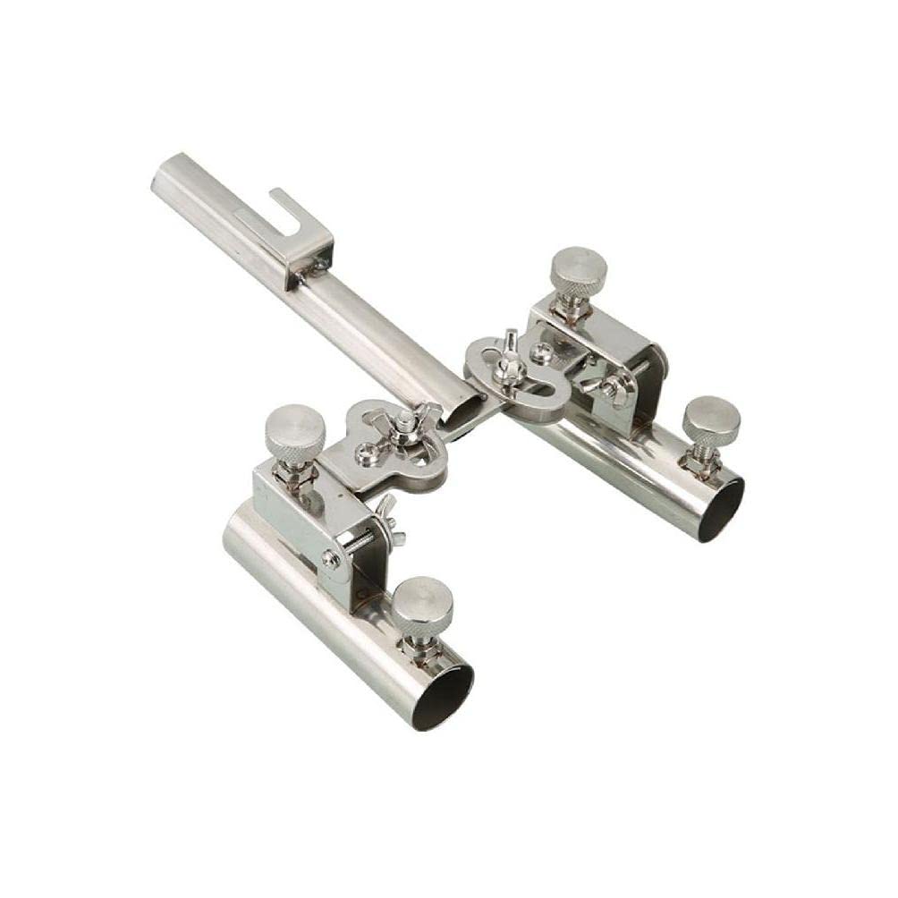 BYNNIX Adjustable Fishing Rod Holder - Stainless Steel Double Pole Bracket for Boat & Shore Fishing