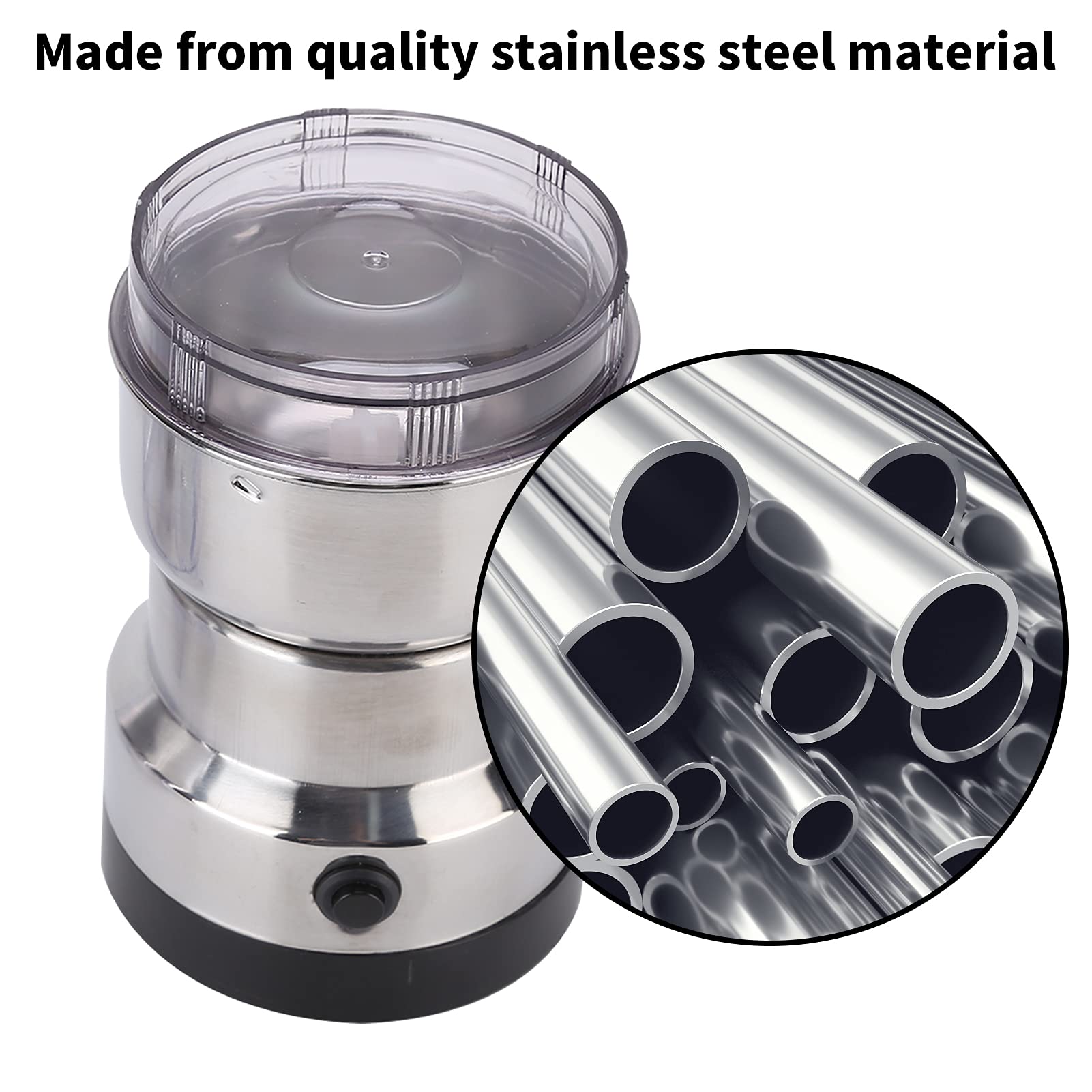 Electric Grain Grinder & Coffee Bean Grinder - 300W Stainless Steel Powder Grinder Machine for Herbs, Grains, Nuts | Automatic Grain Mill Grinder with US Plug 110V | Perfect for Home Kitchen, Coffee Shops & Baking