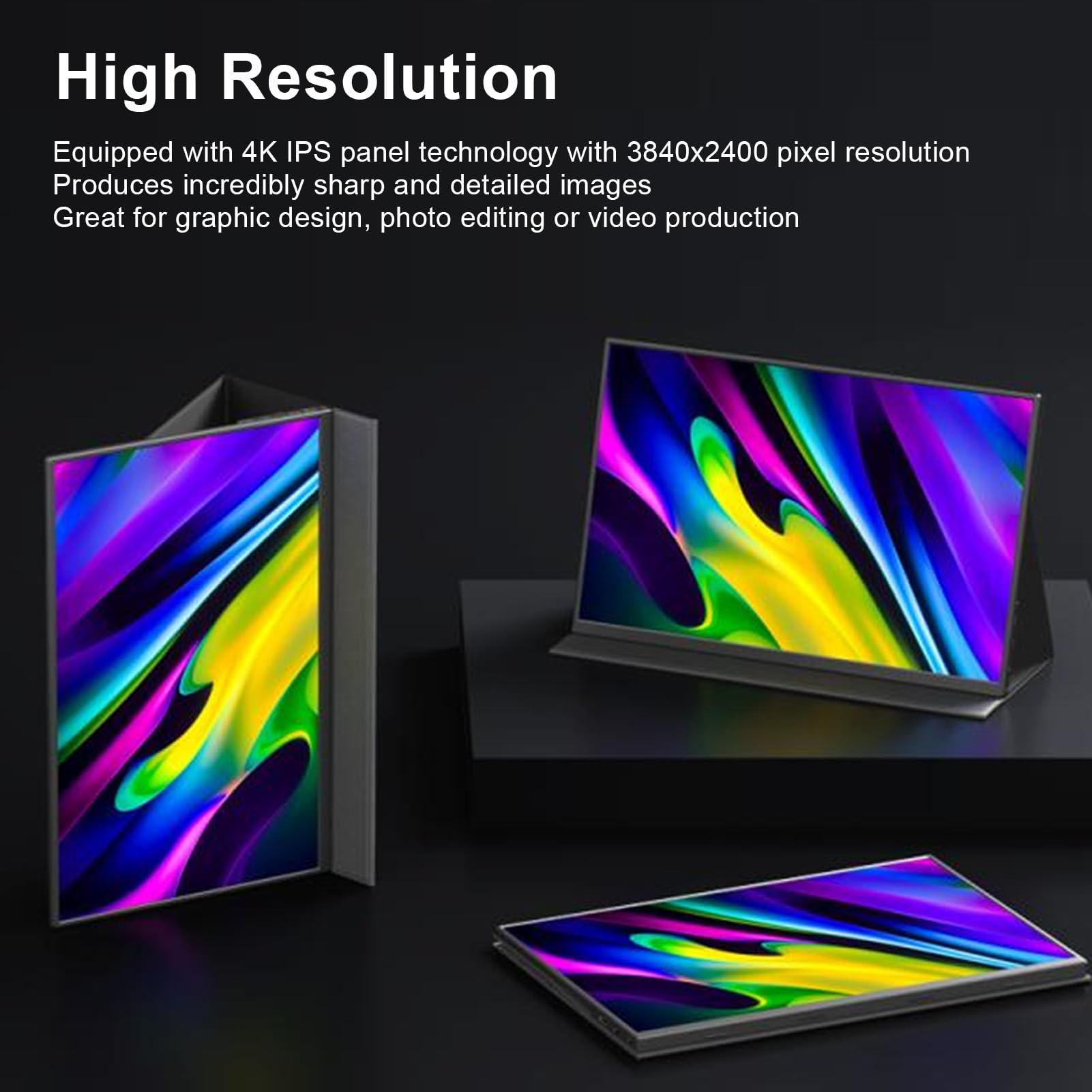 Yanmis 14.5 Inch Portable Monitor - 4K UHD 3840x2400 IPS Screen, 60Hz Refresh Rate, 16:10 Aspect Ratio - External Laptop Display for Gaming, Work & Travel | Perfect for Remote Work, Gaming Setup & Business Presentations