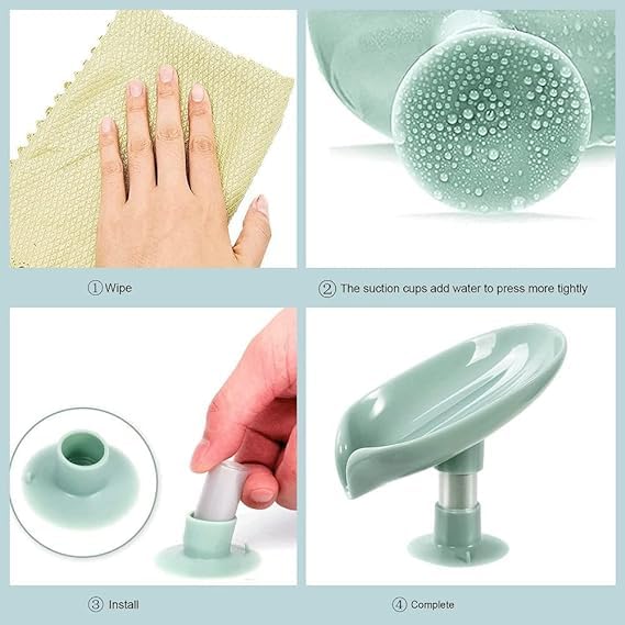 Blue Plastic Leaf-Shaped Self-Draining Soap Dish - Pack of 2, Multicolor - Perfect for Bathroom, Kitchen Sink, and Shower Organizer