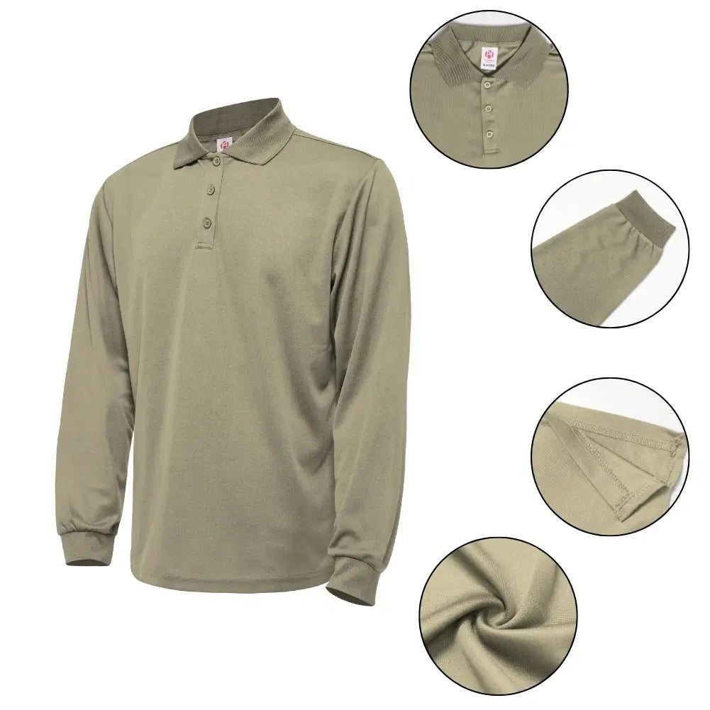 3 Pack Men's Quick Dry Long Sleeve Polo Shirts - Moisture Wicking & Breathable for Golf, Hiking & Outdoor Activities