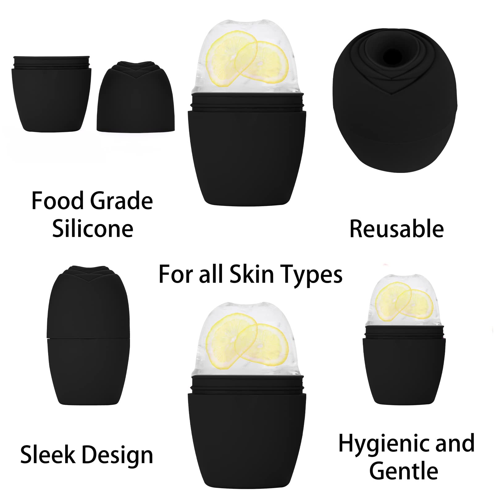 Qewro Silicone Ice Roller for Face & Neck – Reusable Cold Therapy Facial Roller to Reduce Puffiness, Fine Lines & Wrinkles | Dark Circles & Pore Minimizer | Skin Tightening & Soothing (Black) – Perfect for Morning Routine, Post-Workout Recovery & Spa-Like Skincare at Home