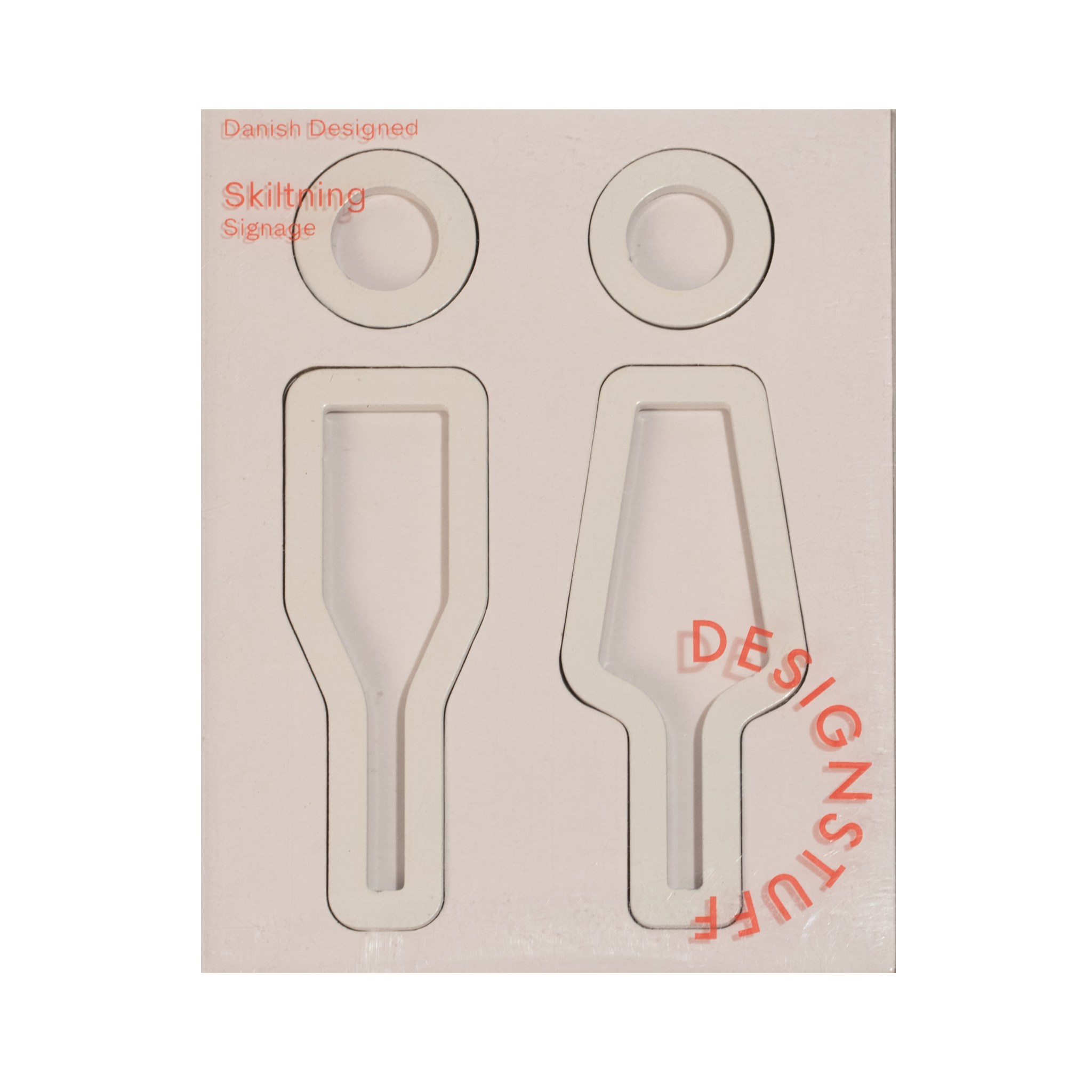 DESIGNSTUFF Gender Neutral Restroom Sign - Her/Him Bathroom Signage for Inclusive Spaces - White Acrylic Wall Decor for Offices, Schools & Public Restrooms