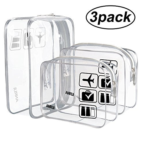 (3 Pack) TSA Approved Clear Toiletry Bag for Travel - Airline Compliant Transparent Cosmetic Organizer - Perfect for Carry-On Luggage & Airport Security