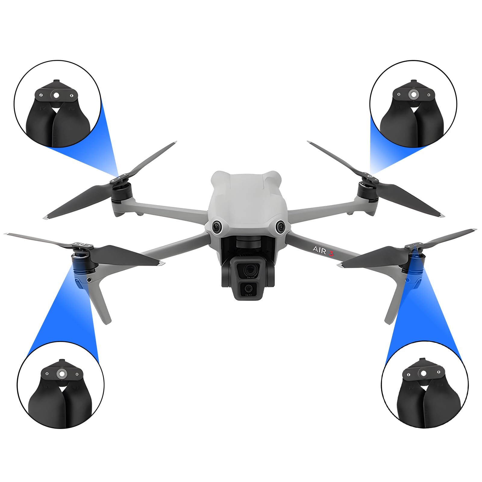 **DJI Air 3S/Air 3 Replacement Propellers - Low Noise Drone Prop Blades (8PCS) - Compatible with DJI Mavic Air 3/Air 3S - Silver Tips - Perfect for Aerial Photography & Smooth Flight**