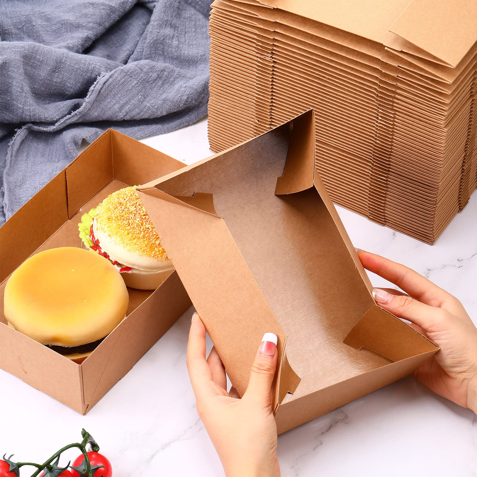 400 Pcs Disposable Kraft Food Trays - 4 Corner Pop Up Snack Containers for Movie Nights, Parties & Events - Foldable Cardboard Drink Holders for Theaters, Stadiums & Home Use - Eco-Friendly Snack Serving Solution