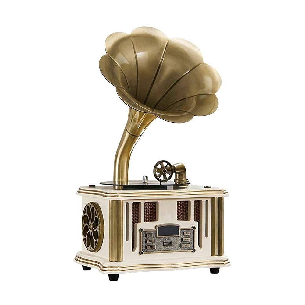 Vintage Record Player with Wireless Speaker, FM Radio, Aux-in & USB Port – Portable Phonograph Turntable for Vinyl Records | Perfect for Home Decor, Retro Parties & Music Lovers