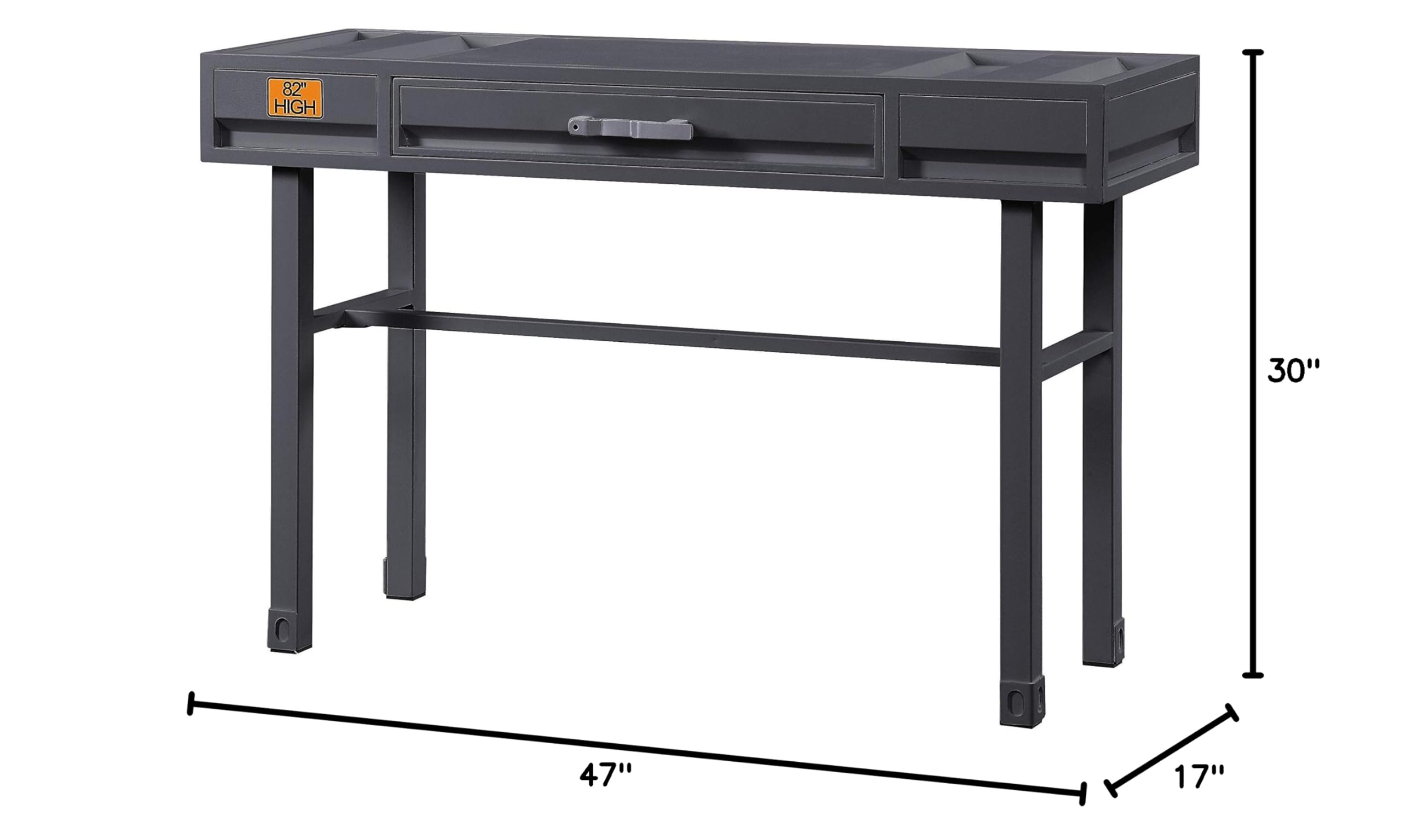 Industrial Gunmetal Cargo Vanity Desk with Storage - Perfect for Home Office, Bedroom, or Dorm Room Organization
