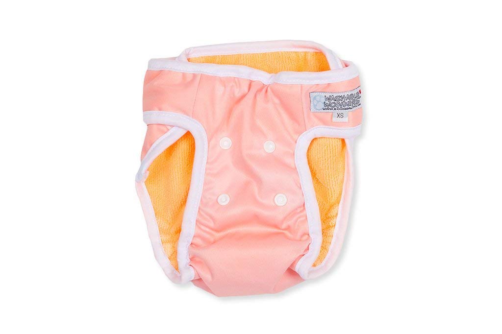 Washable Wonders Female Dog Diapers - No Tail Hole, Premium Reusable & Absorbent Pet Panties for Small Dogs (XS, Pink) | Perfect for House Training, Incontinence Protection & Travel