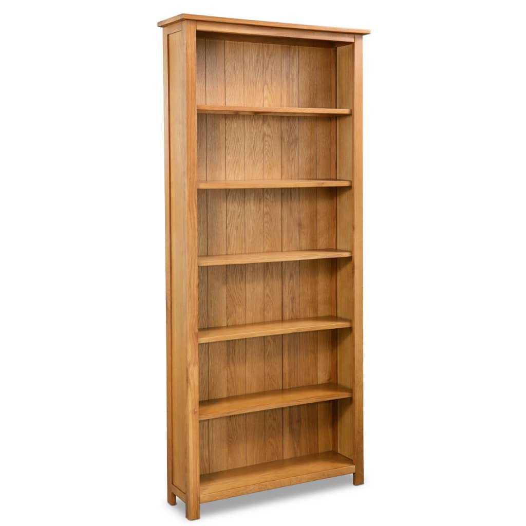 Industrial Solid Oak Wood Bookcase - Vintage Rustic Standing Bookshelf Display Storage Rack for Living Room & Bedroom | Home Office Library Furniture, Book Organizer for Study & Reading Nook
