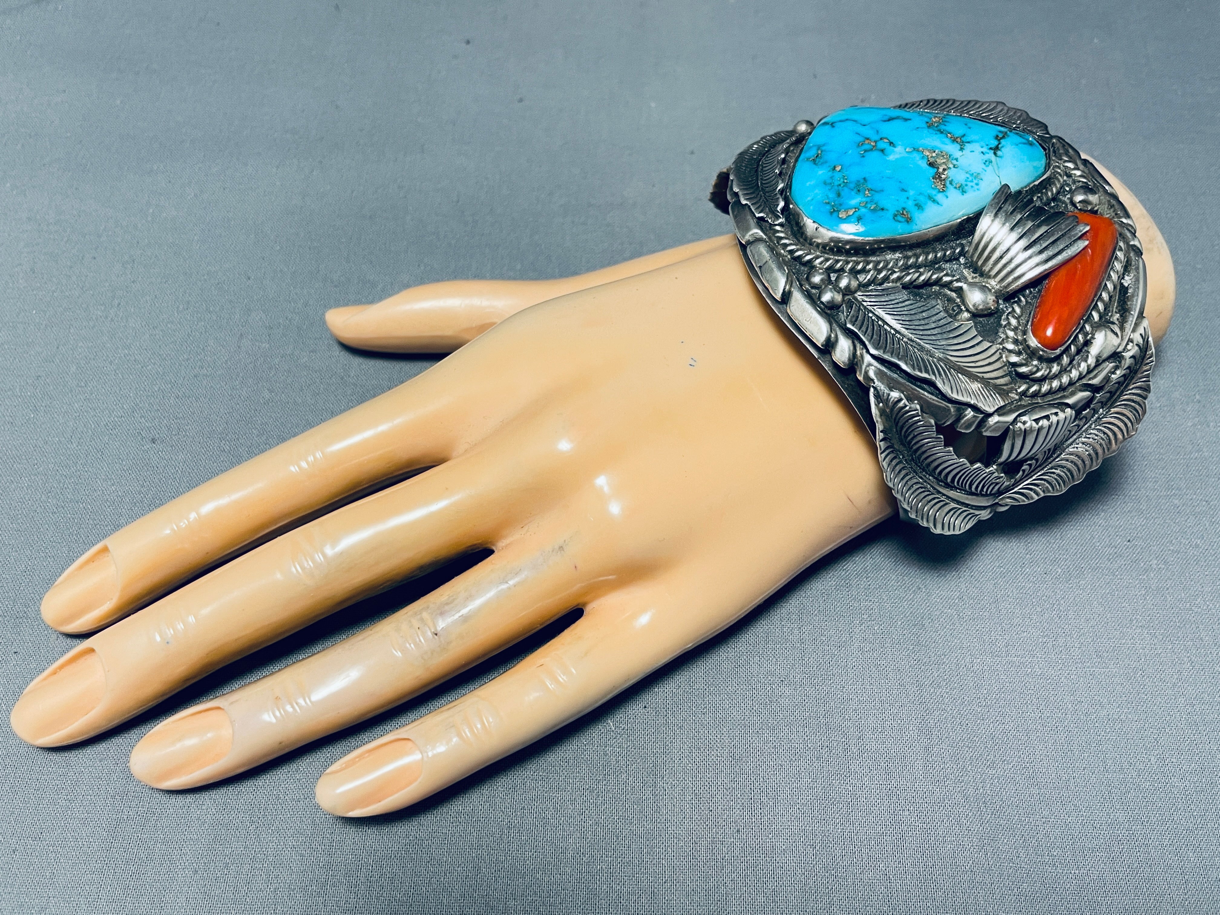 Authentic Vintage Navajo Turquoise Sterling Silver Bracelet - 148g Handcrafted Native American Jewelry for Women - Perfect for Boho, Western & Festival Fashion