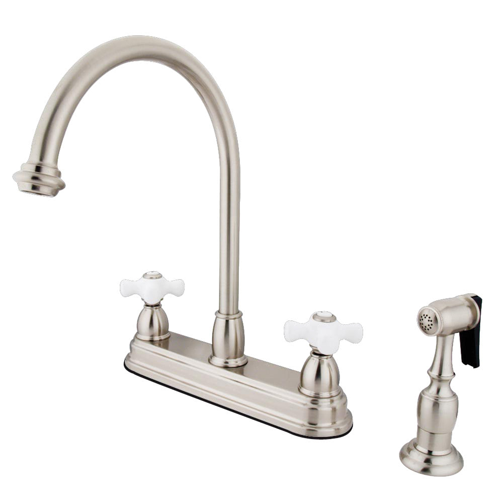 Kingston Brass KB3758PXBS Restoration Centerset Kitchen Faucet - Vintage Style Pull-Down Sprayer, Oil-Rubbed Bronze Finish for Farmhouse & Modern Kitchens