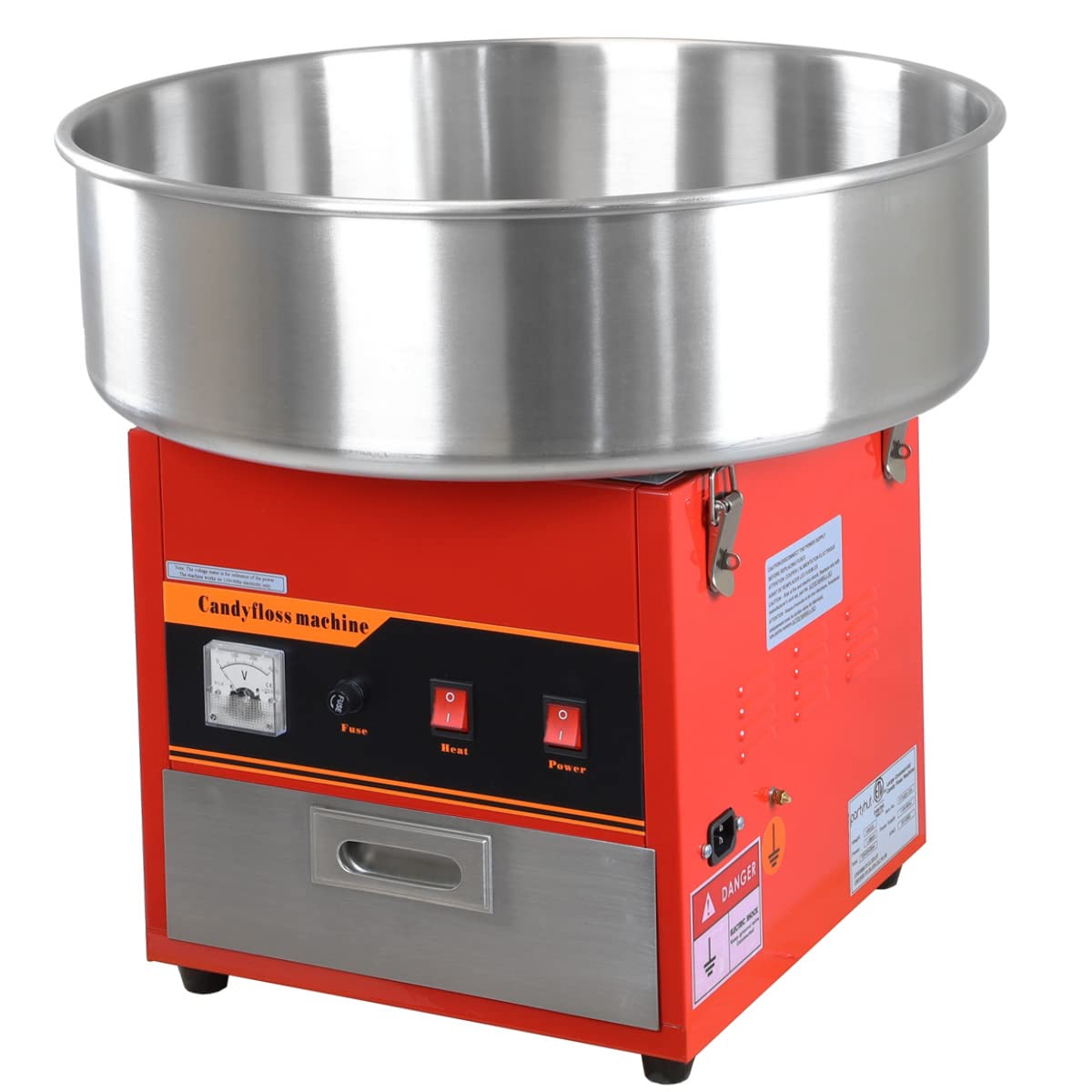 Commercial Cotton Candy Machine - Large Professional Candy Floss Maker for Parties & Events (Red) - Perfect for Birthday Parties, Carnivals, Fairs & Concession Stands
