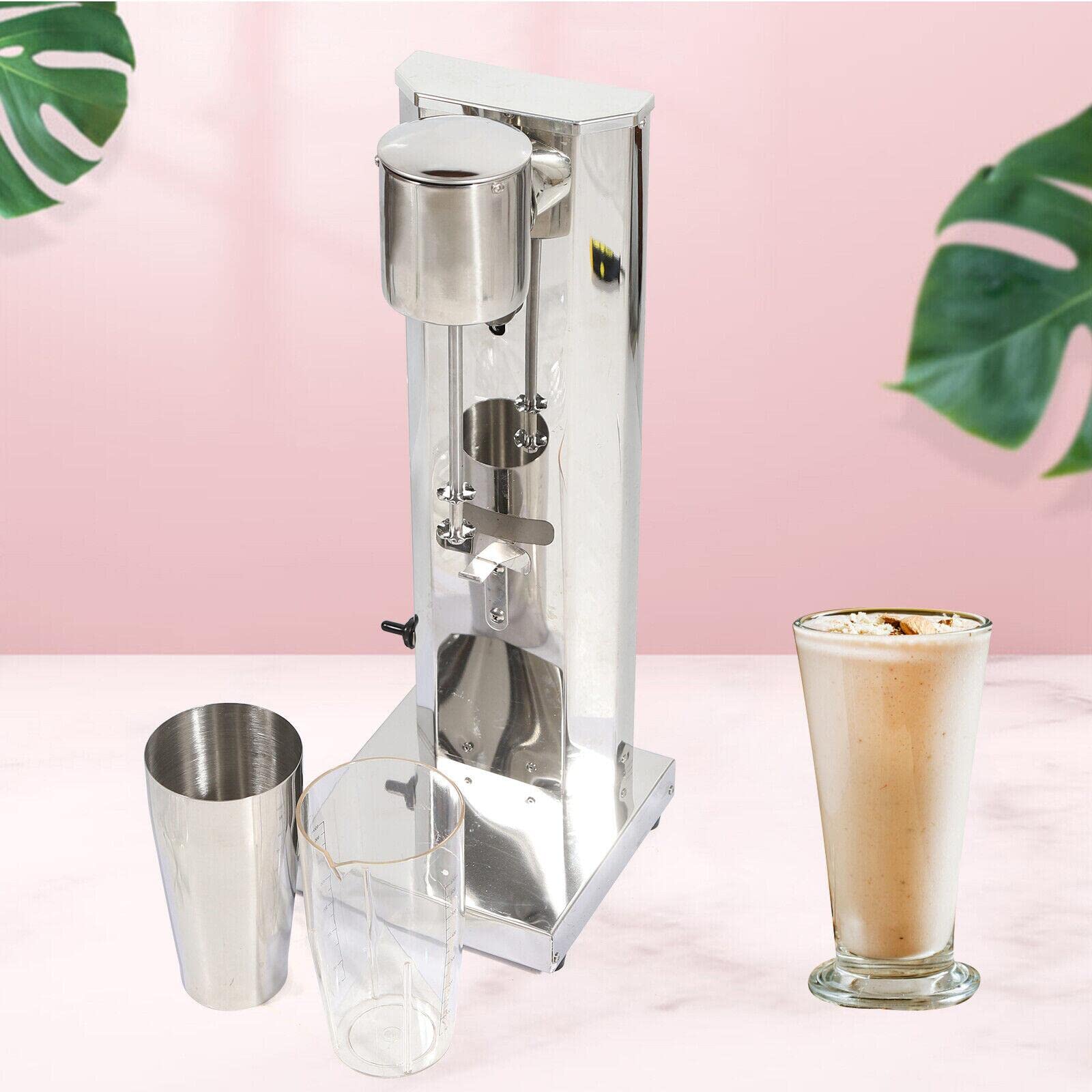 Commercial Milkshake Maker Machine - 180W Single Head Stainless Steel Milkshake Blender with Chrome Cup, 110V 60Hz for Smoothies, Shakes & Milk Frothing - Perfect for Restaurants, Cafes & Home Bars