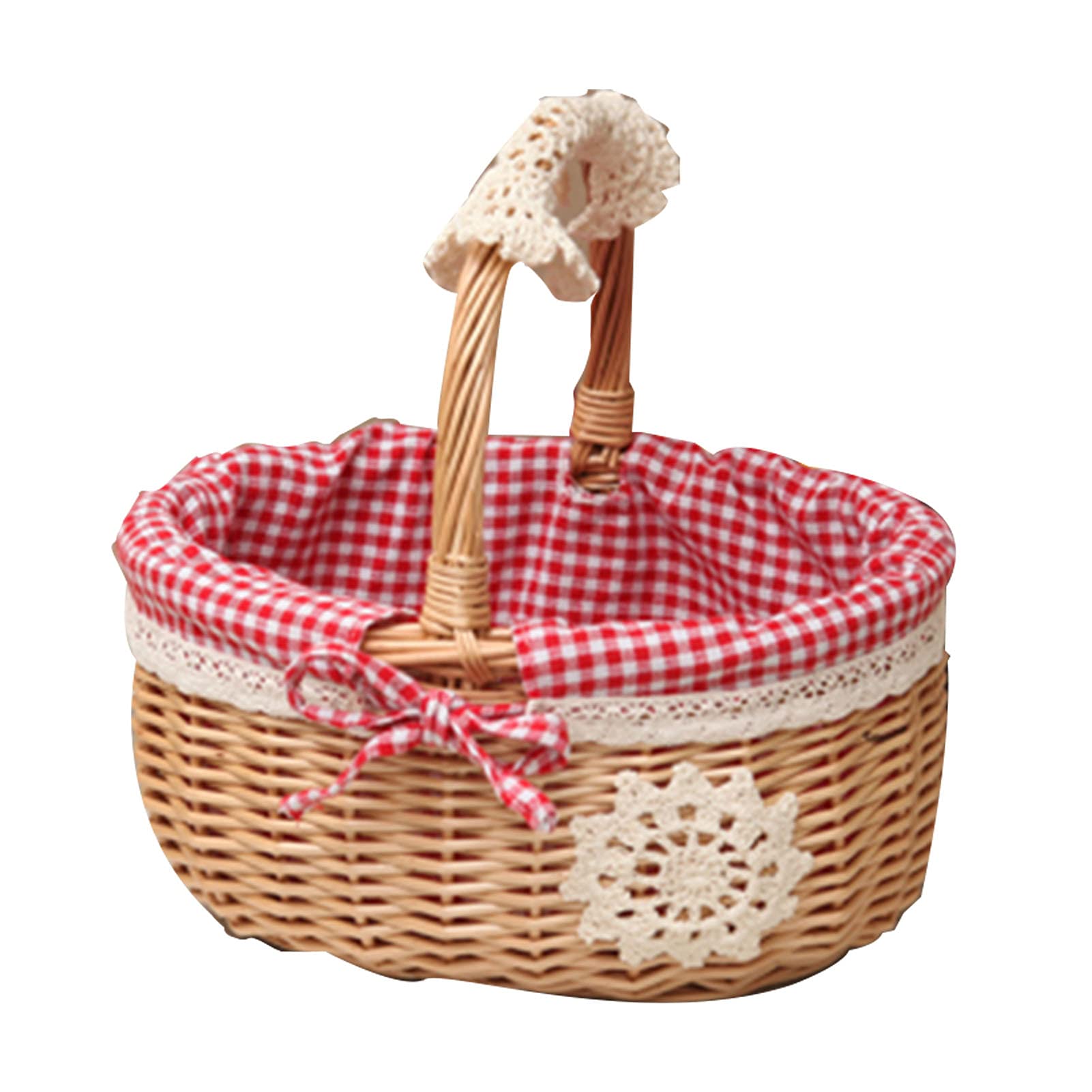 Wicker Oval Storage Basket - Woven Picnic Basket for Easter, Food, Fruits & Candy | Portable Rattan Egg & Flower Basket | Perfect for Picnics, Home Decor & Gifting