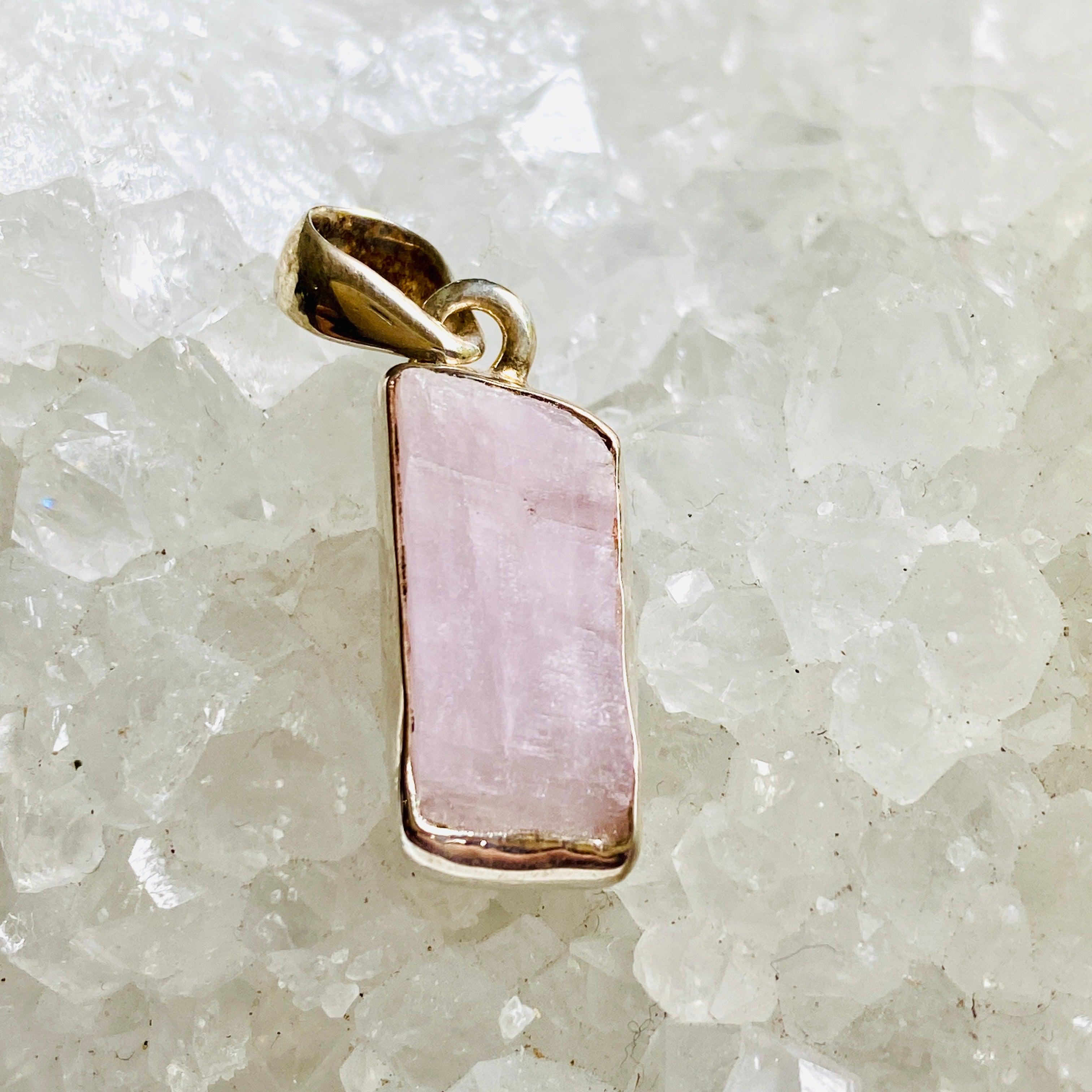 Natural Kunzite Raw Stone Pendant Necklace - Handmade Petite Jewelry for Women - Perfect for Daily Wear, Gifts & Spiritual Healing