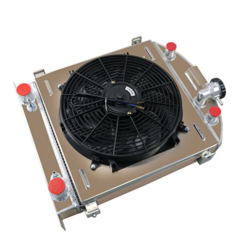 3 Row Aluminum Radiator with Shroud, Fan & Relay Kit for 1928-1929 Ford Model A 3.3L L4 Gas Engine - Perfect for Classic Car Restoration & Hot Rod Upgrades
