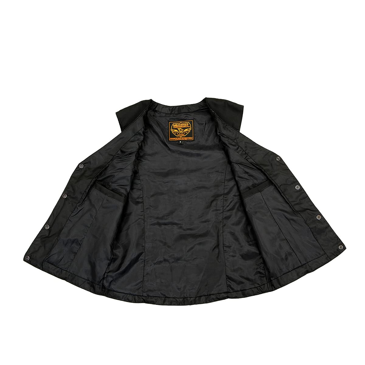 Milwaukee Leather SH1955 Women's Black Textile Vest with Wing Embroidery - Stylish Motorcycle Riding Gear for Ladies Biker Fashion