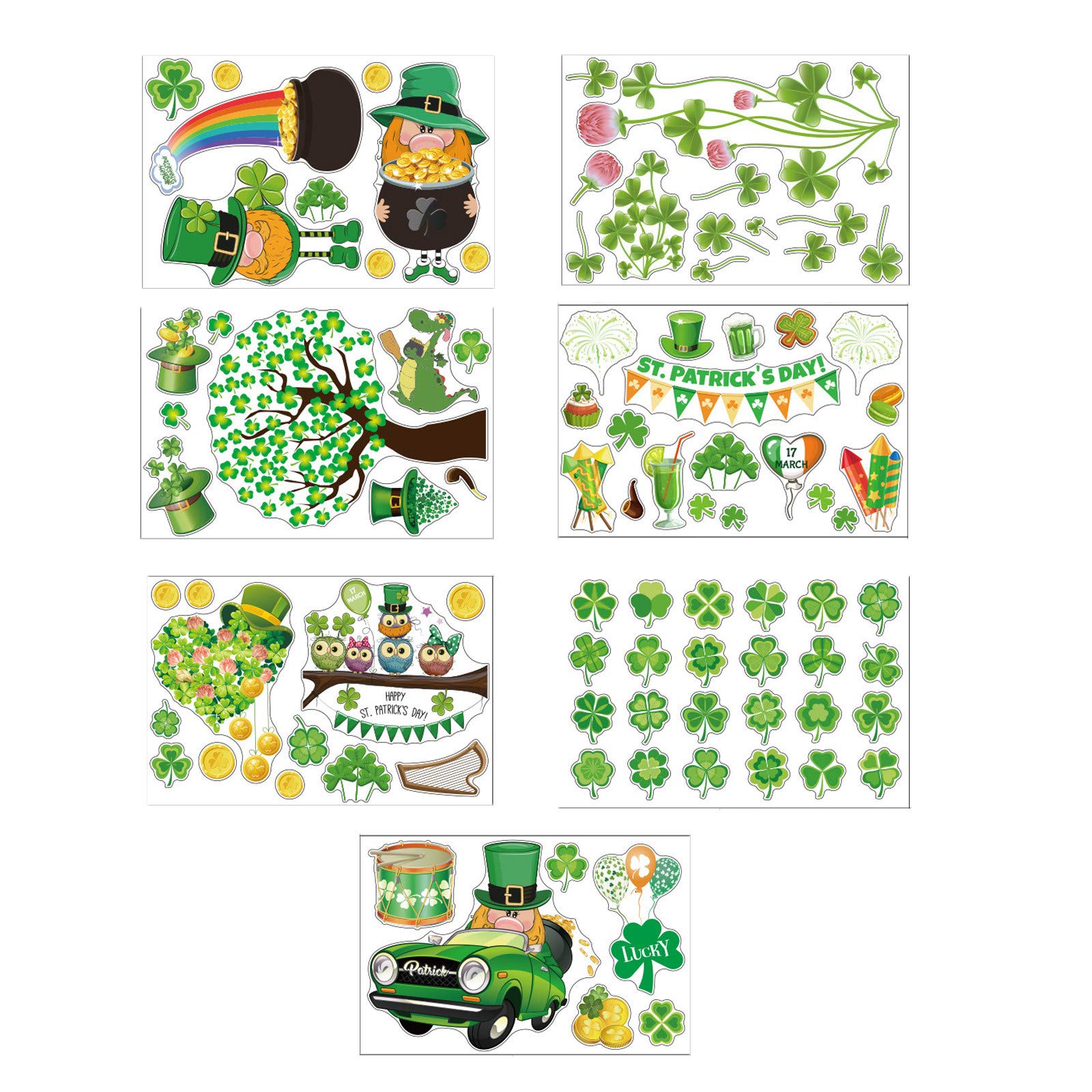 St. Patrick's Day Window Clings - 24pcs Irish Shamrock Decorations for Glass, Home & Office Party (Green, One Size) | Perfect for St. Paddy's Day, Irish Themed Parties & Spring Festival Decor